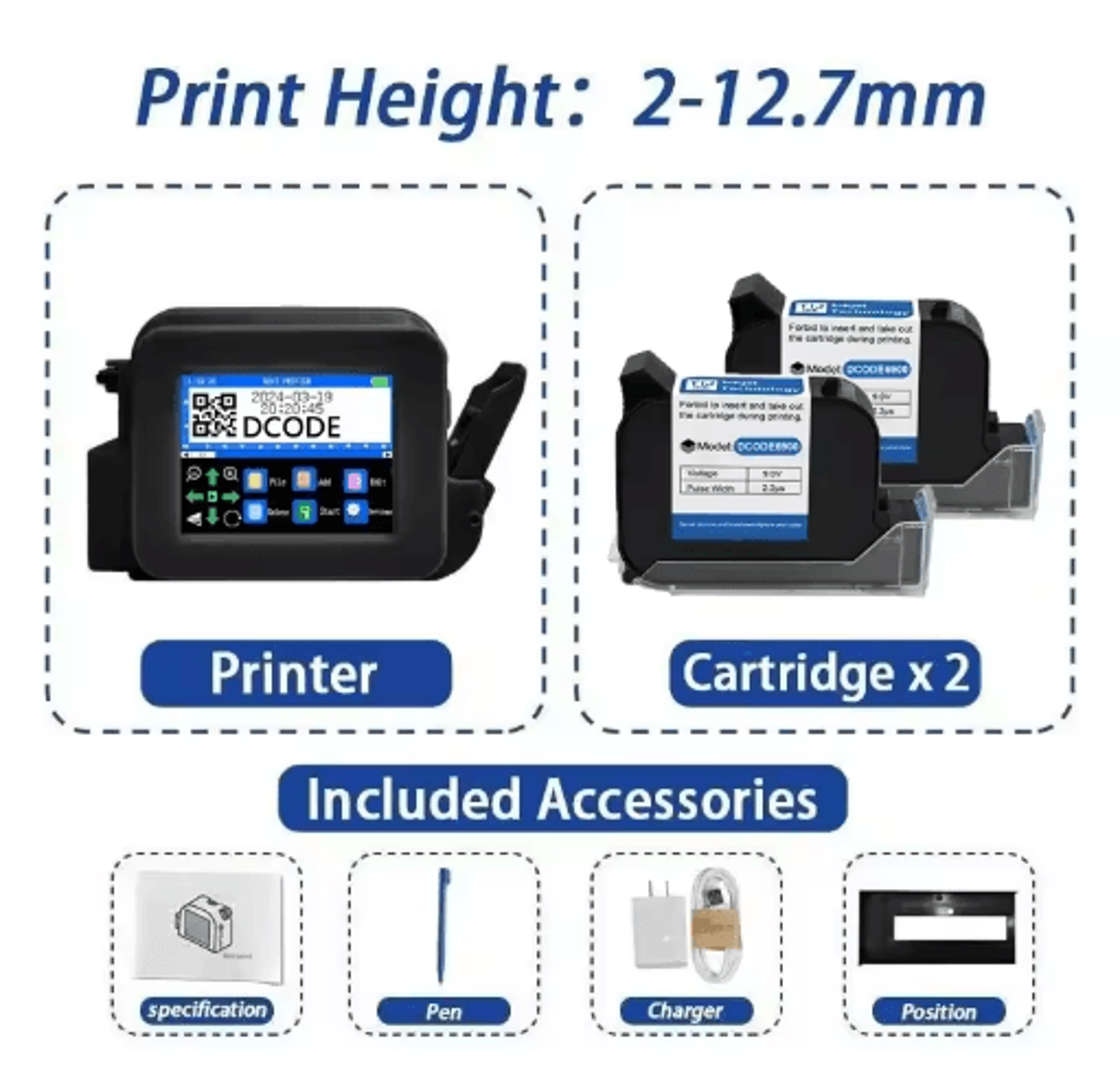 Portable Mini Handheld Inkjet Printer  QR Code Barcode  Batch Coding Machine 1