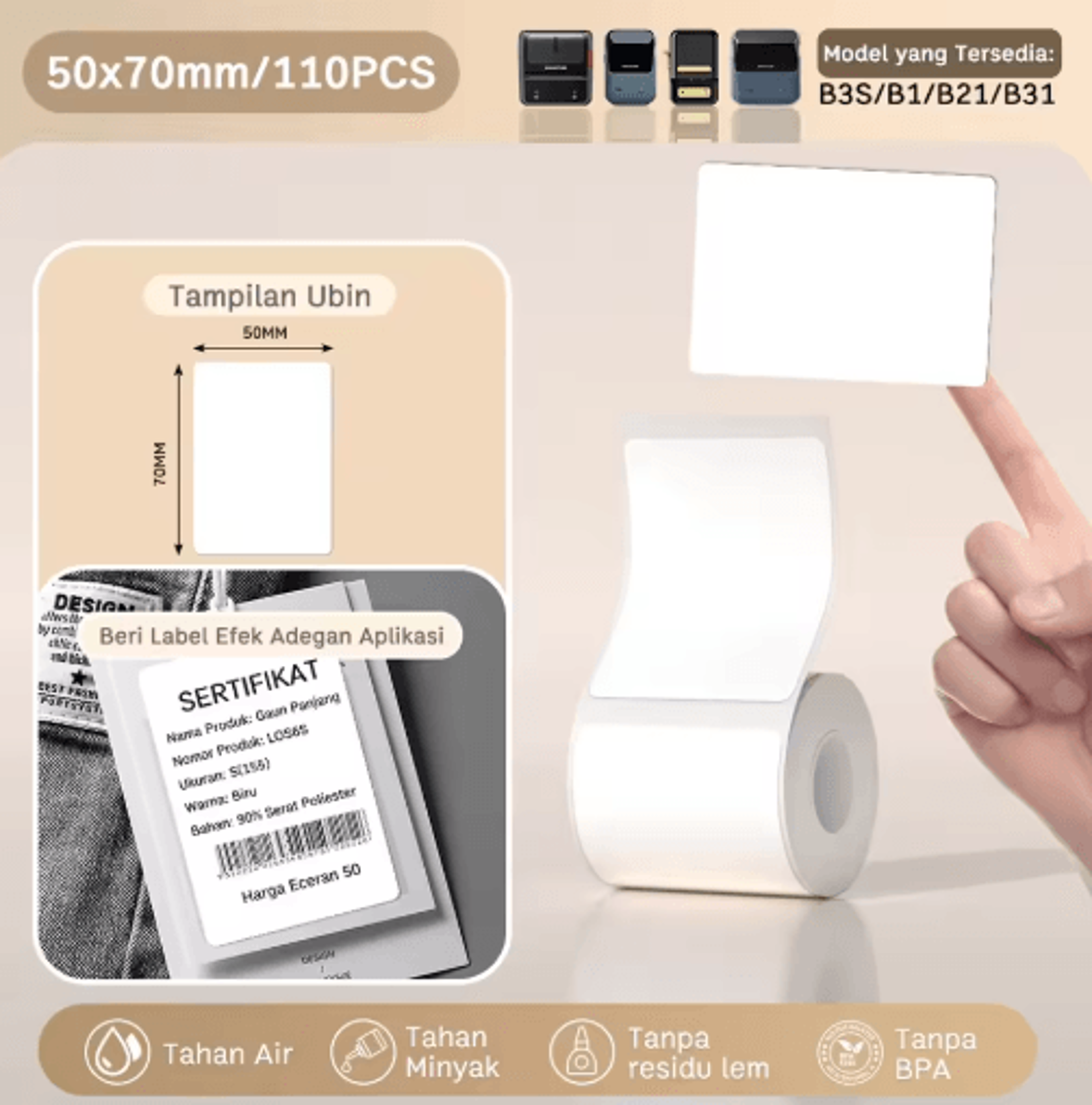 Waterproof SelfAdhesive Label Paper  OilResistant  TearResistant Printer Stickers 14