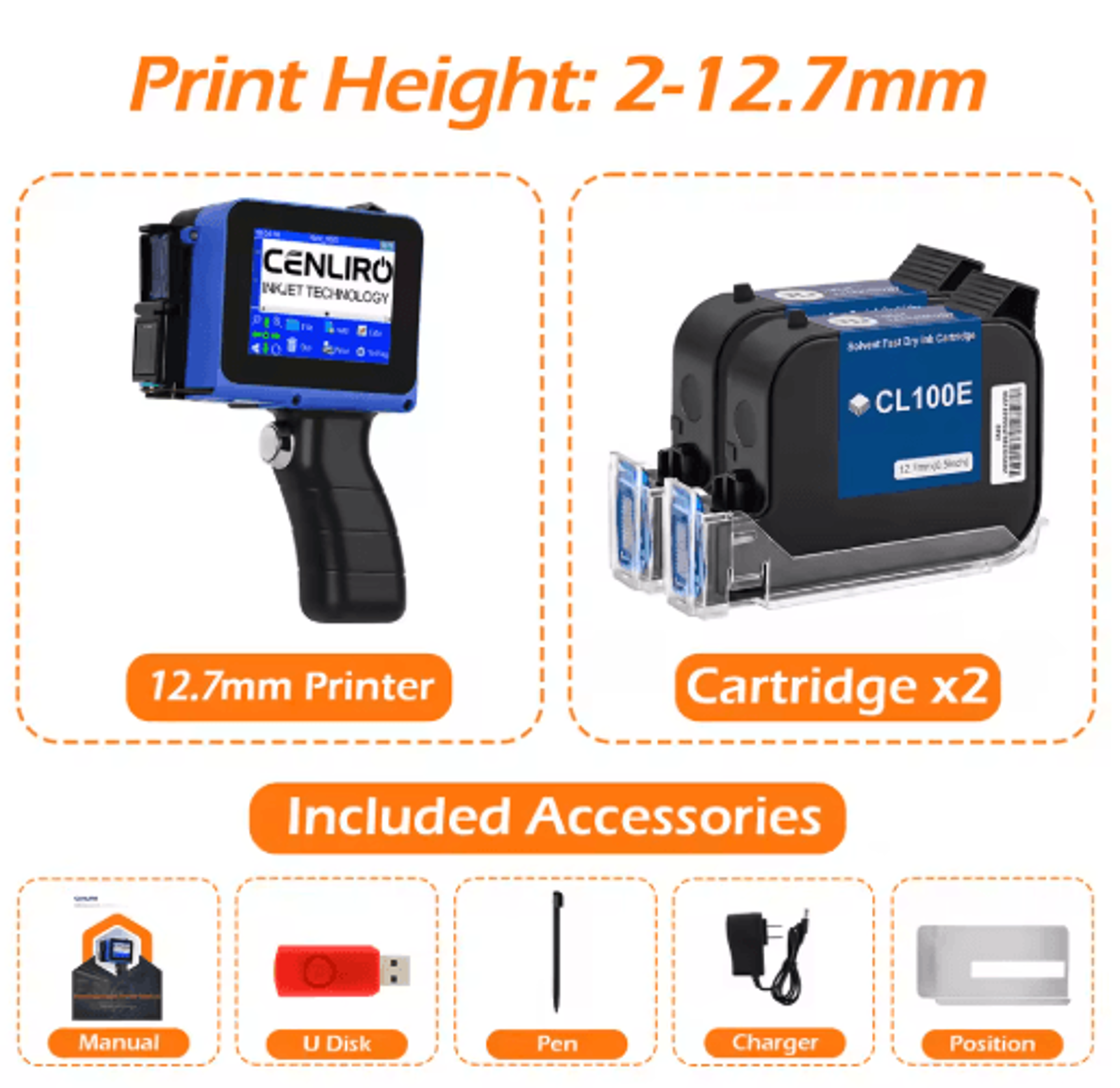 Detachable 127mm Handheld Inkjet Printer  Mini TIJ QR Code  Batch Coding Machine 2