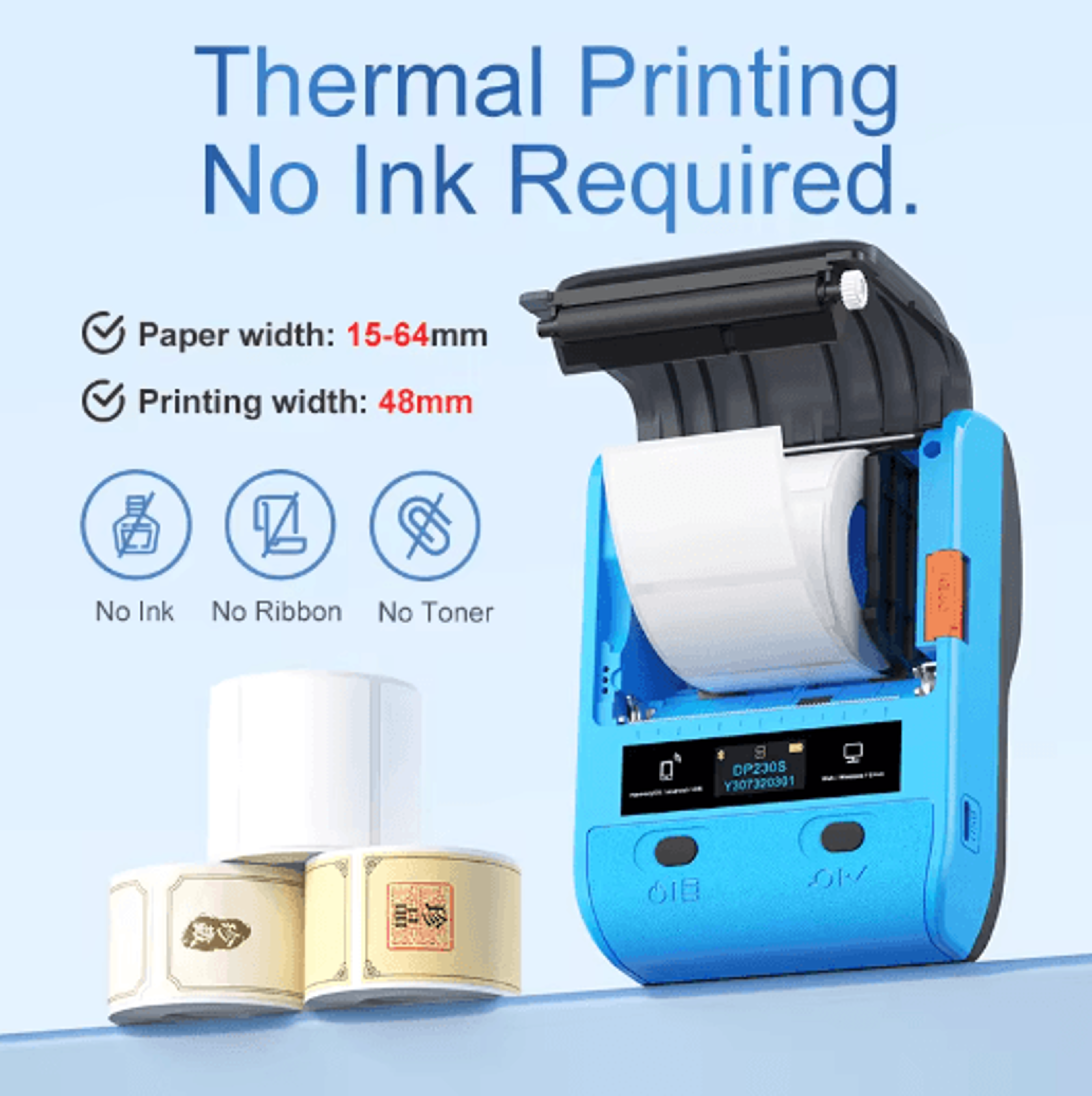 Multifunctional Bluetooth Thermal Label Printer  Wireless Barcode Maker For Android  IOS 10