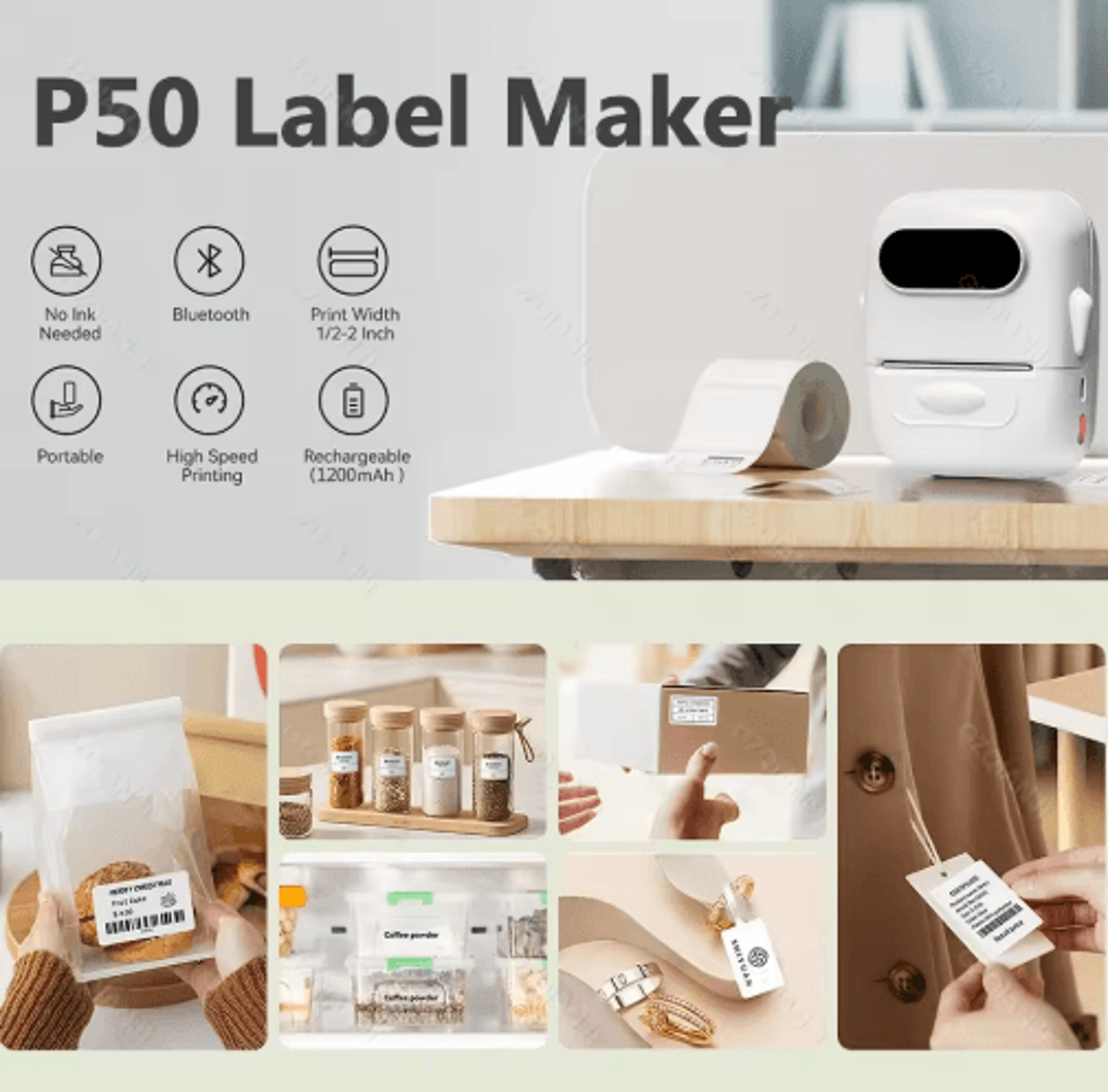 Portable Thermal Label Printer  2Inch Sticker Maker With Label Paper Options 27