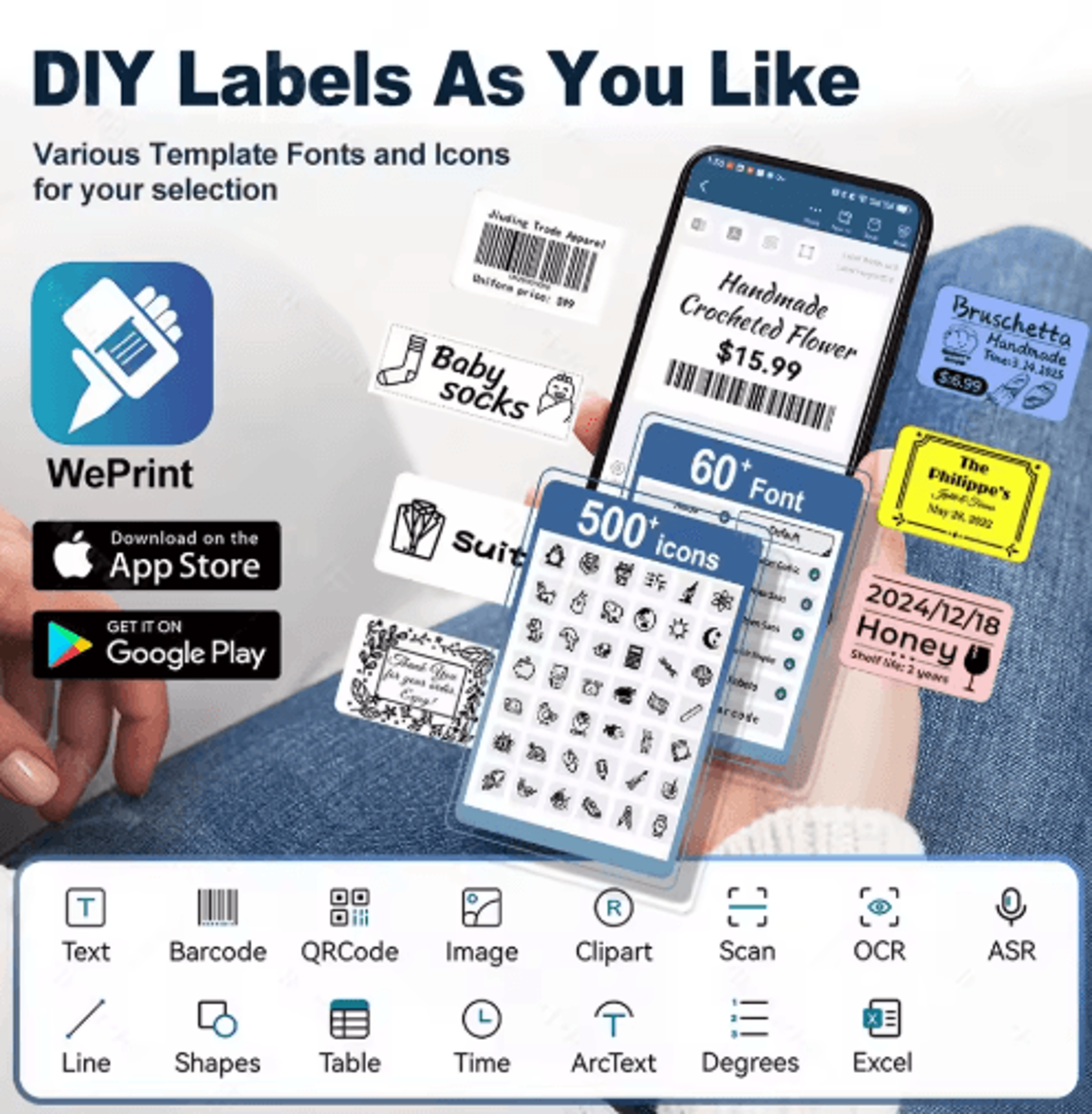 Mini Bluetooth Thermal Label Printer  Portable Barcode  Price Sticker Maker For Android And IOS 11