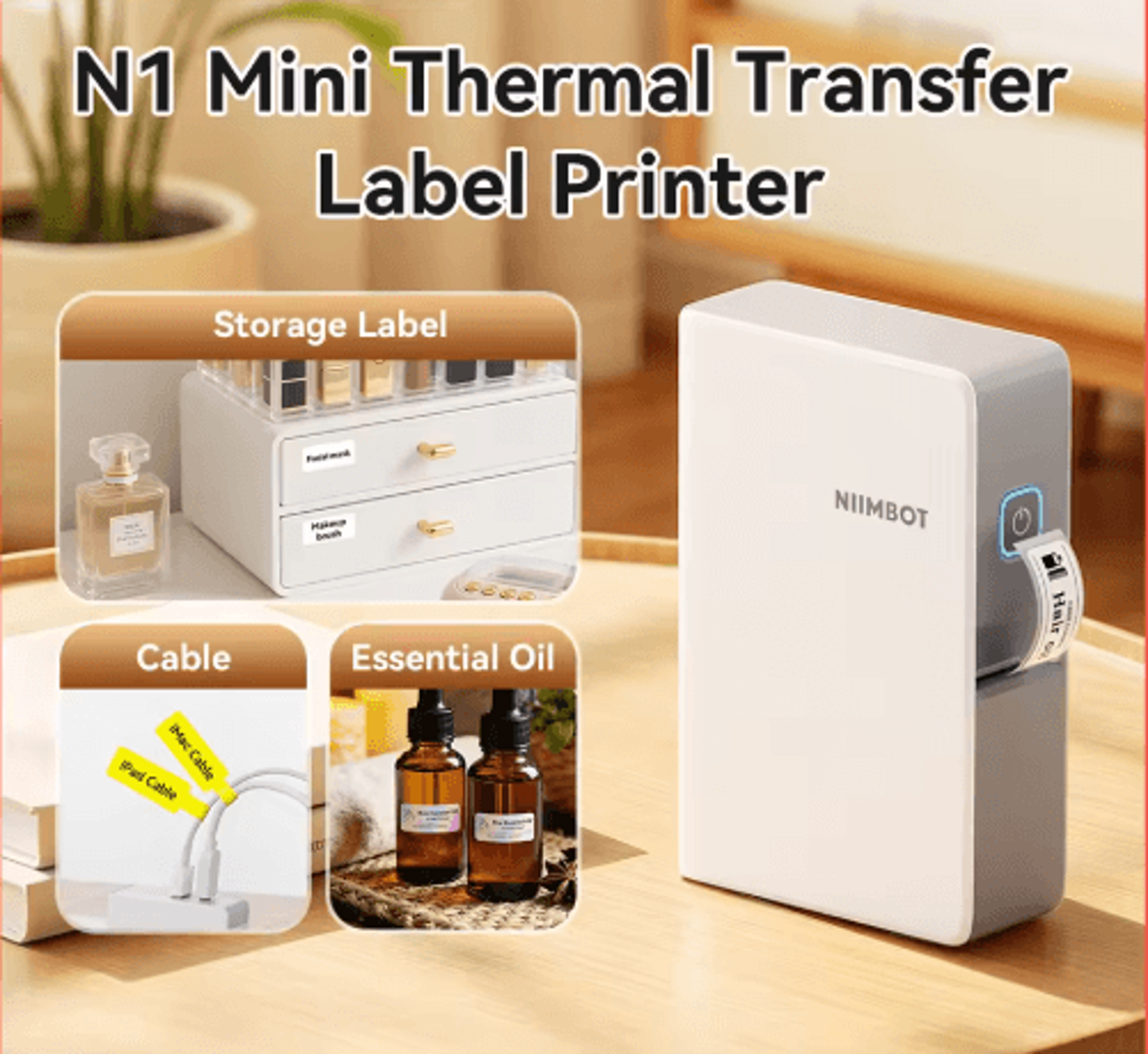 Mini Portable Thermal Transfer Label Printer  Pocket Sticker Maker With Durable Ribbon  PET Labels 23