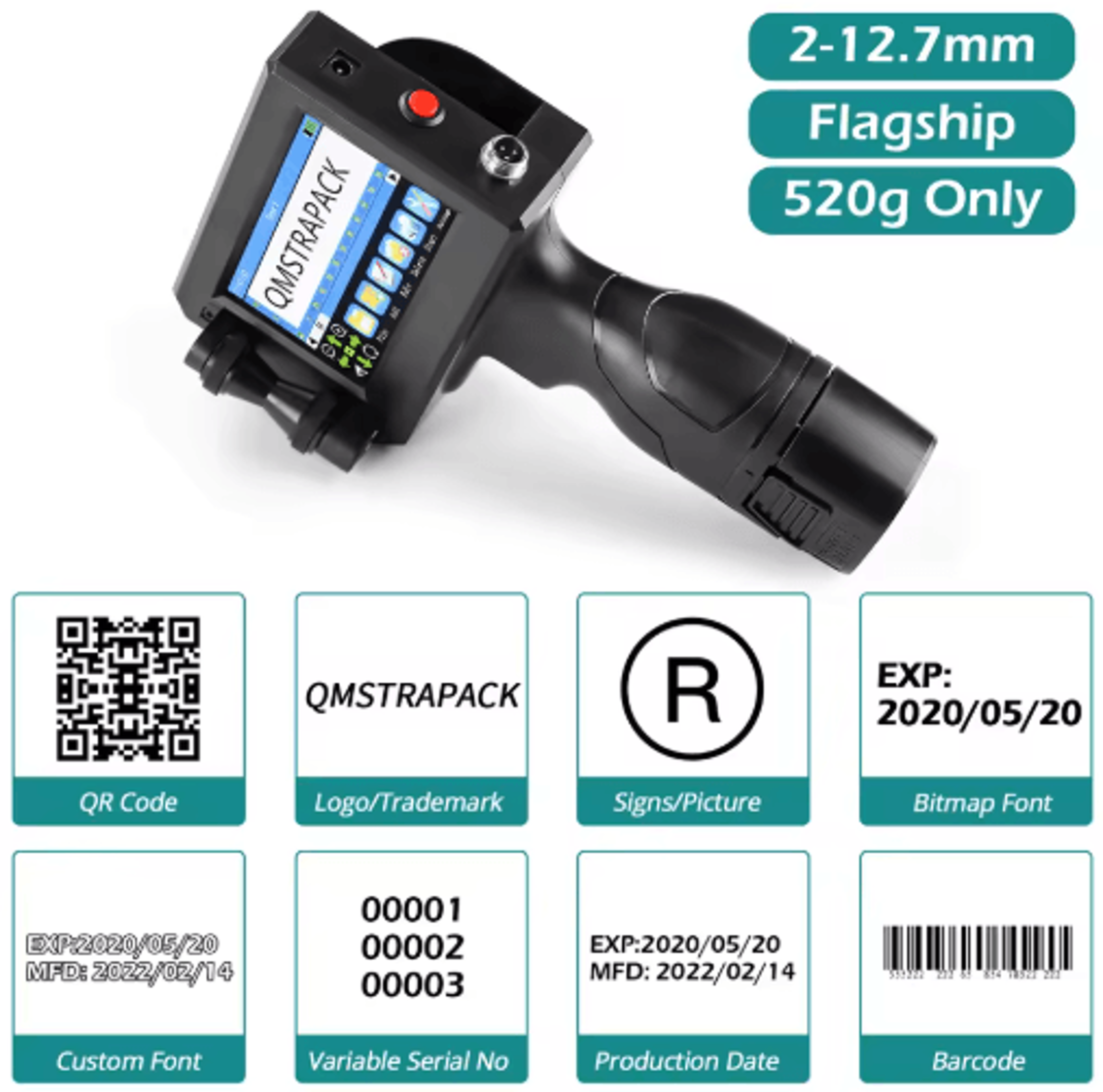 127mm Handheld Inkjet Printer  FastDrying QR Code  Batch Coding Machine 9