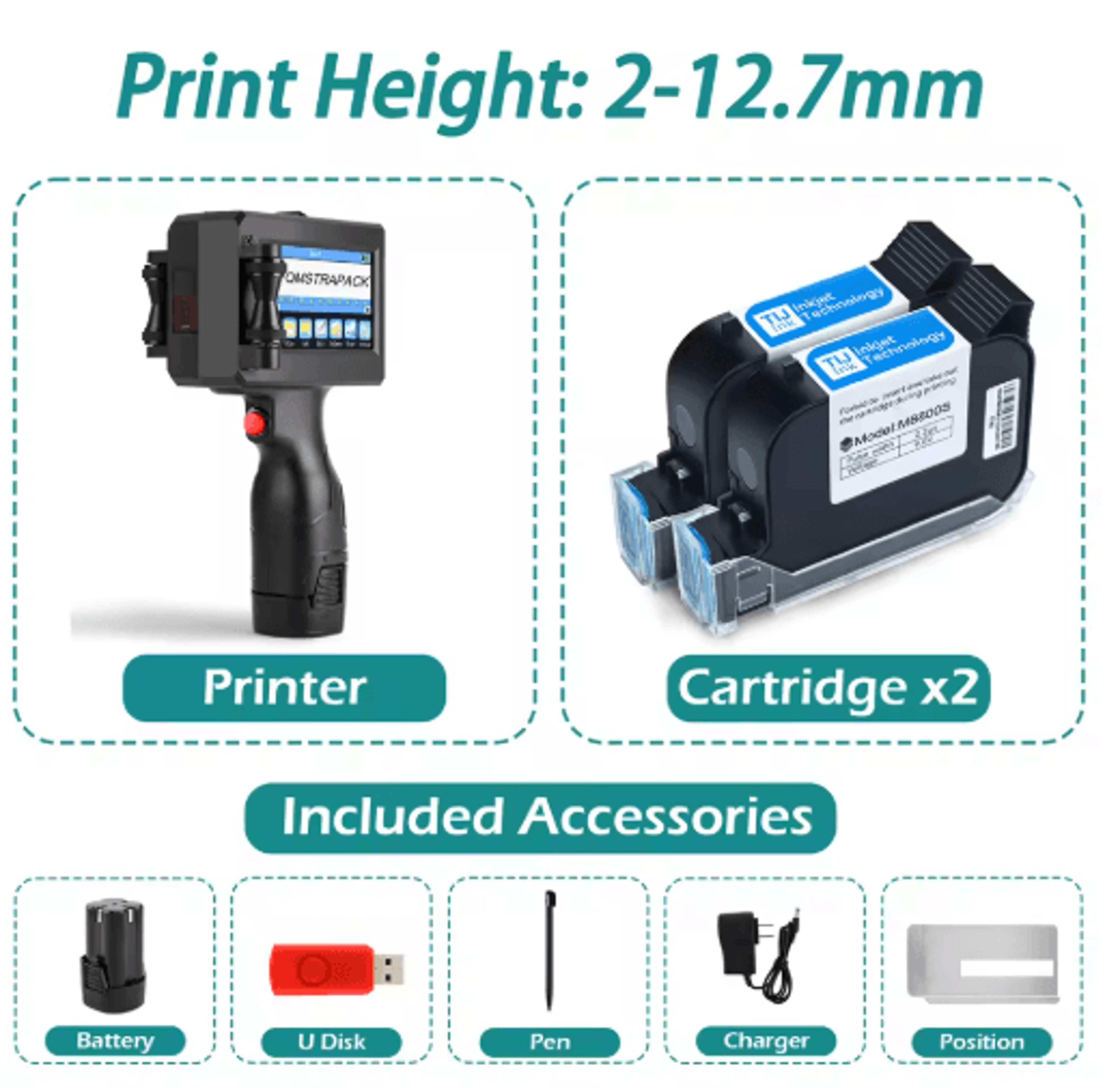 127mm Handheld Inkjet Printer  FastDrying QR Code  Batch Coding Machine 3