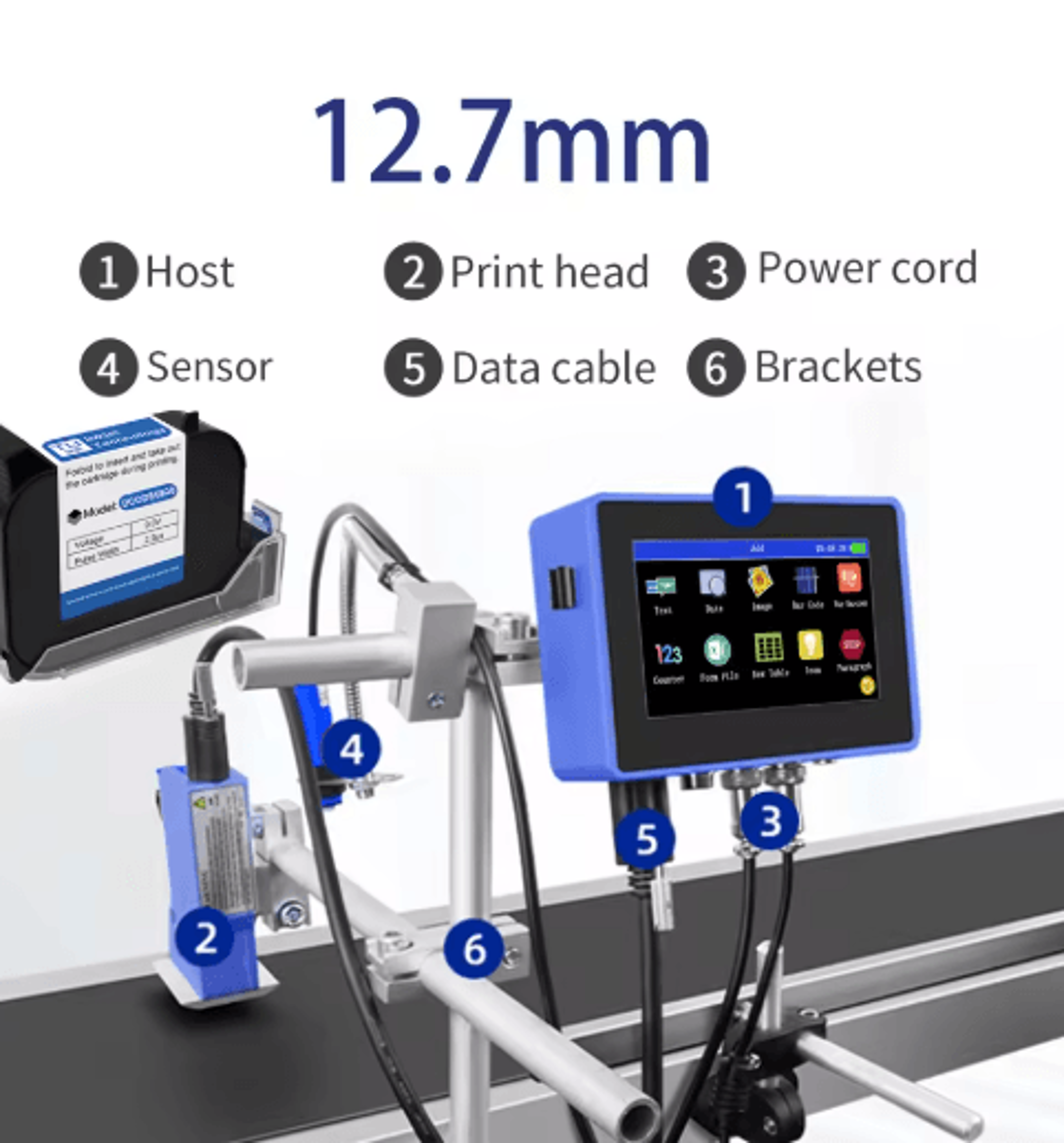 Industrial Online Inkjet Printer  127254mm QR Code Barcode  Batch Coding Machine 3