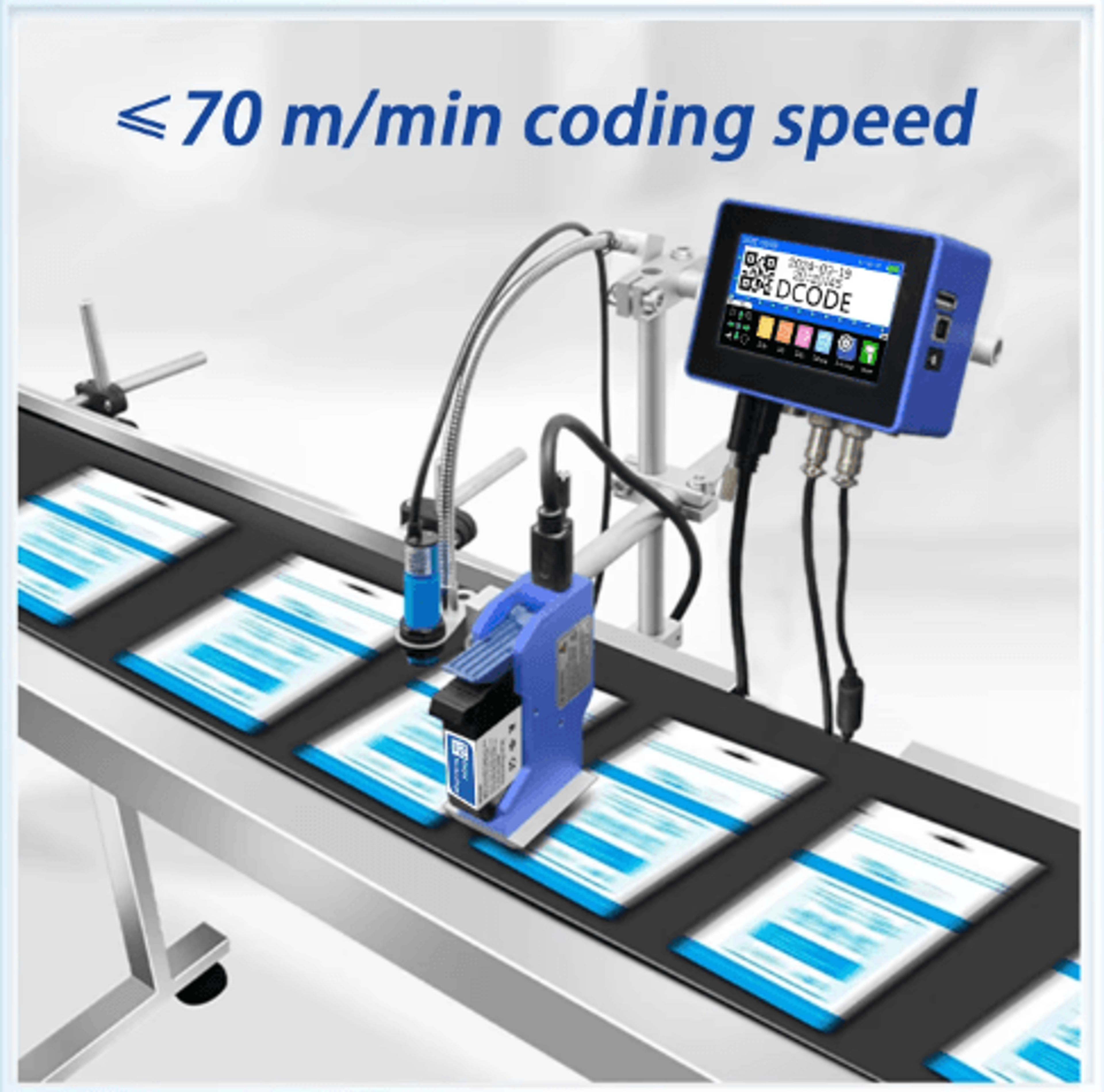 Industrial Online Inkjet Printer  127254mm QR Code Barcode  Batch Coding Machine 8