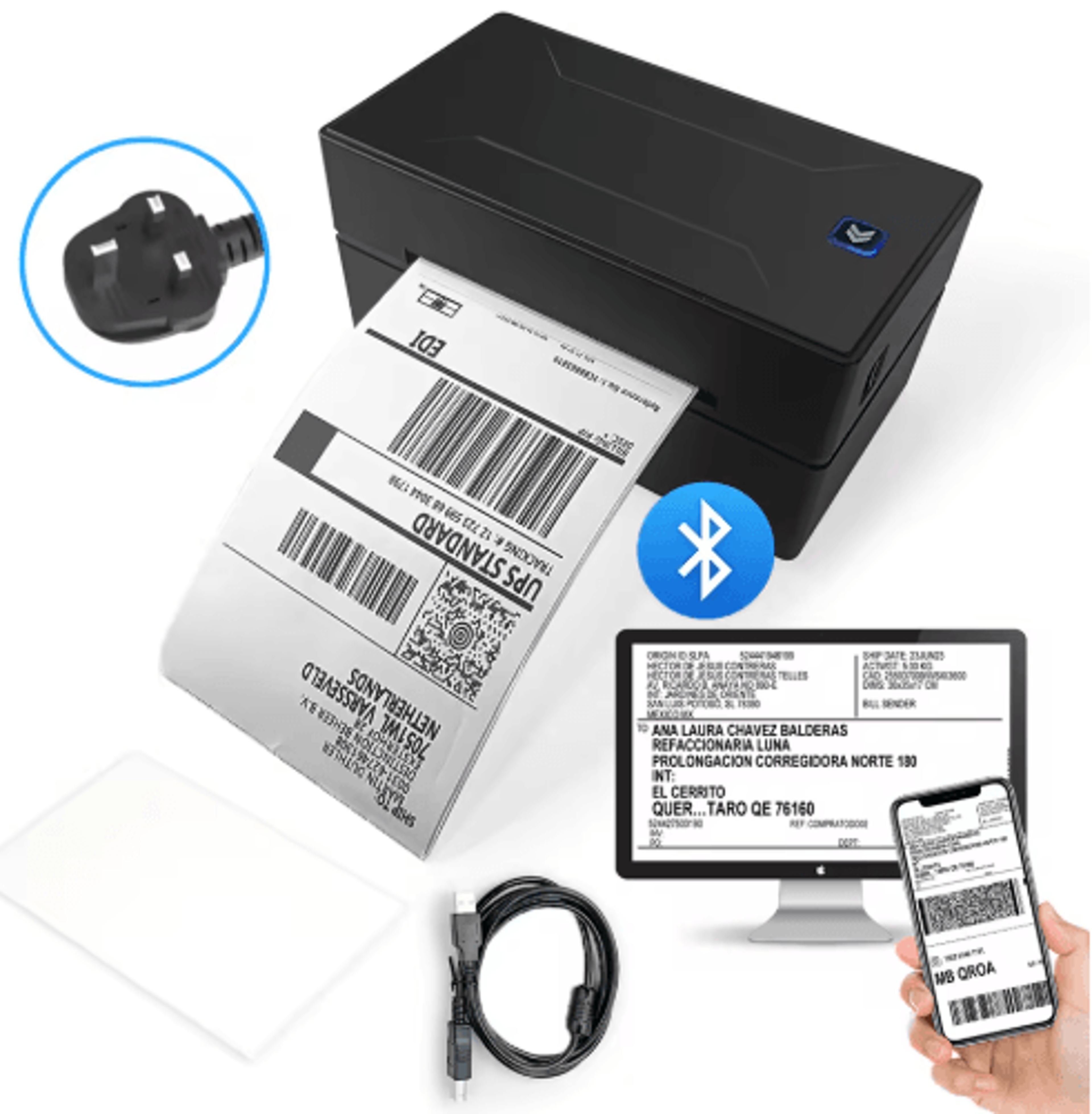 D100 Portable Bluetooth Thermal Label Printer  Wireless 4x6 Shipping Label Maker 4