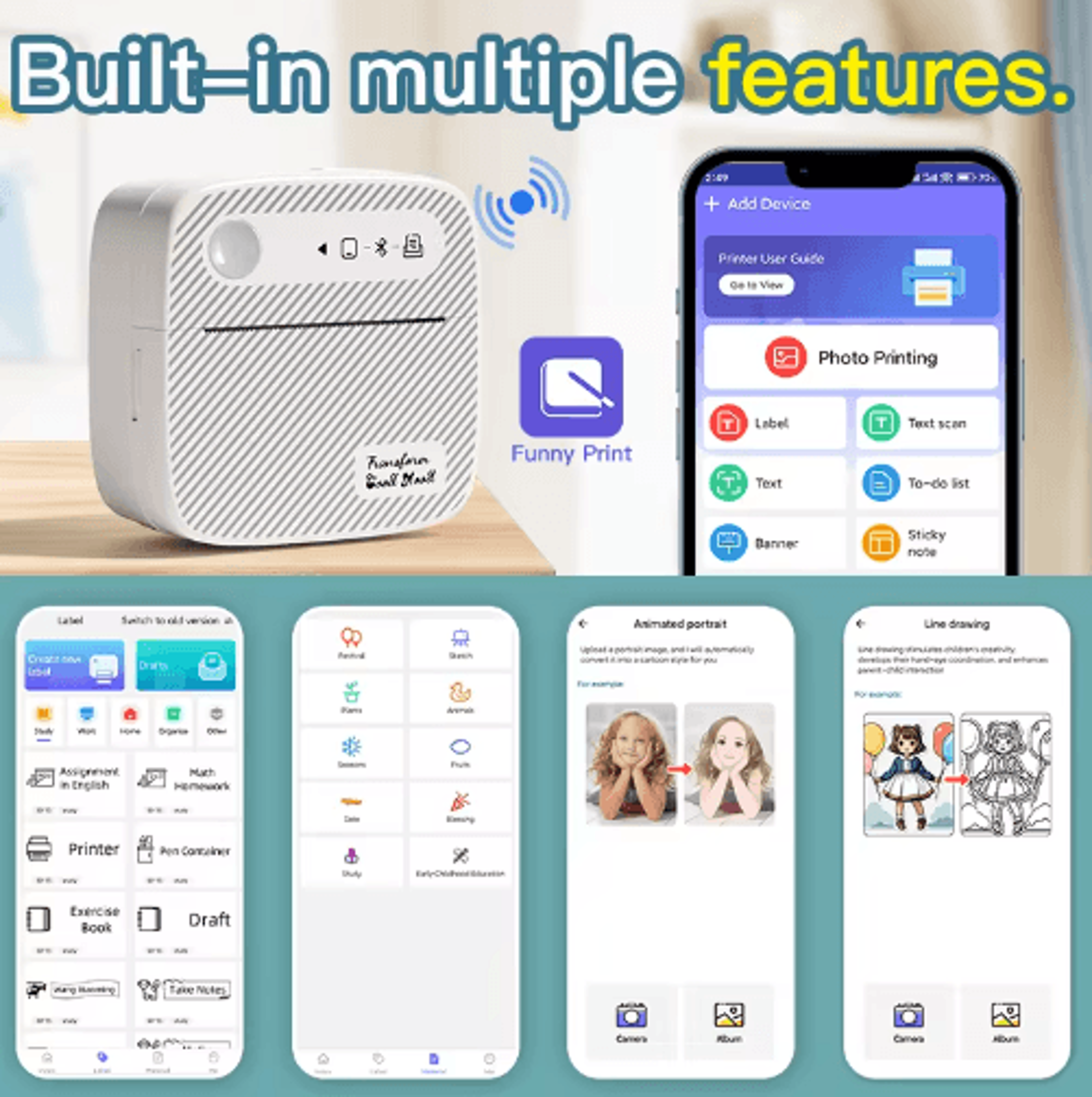 Portable Mini Bluetooth Label Printer  Wireless Inkless Sticker  Price Tag Maker 10