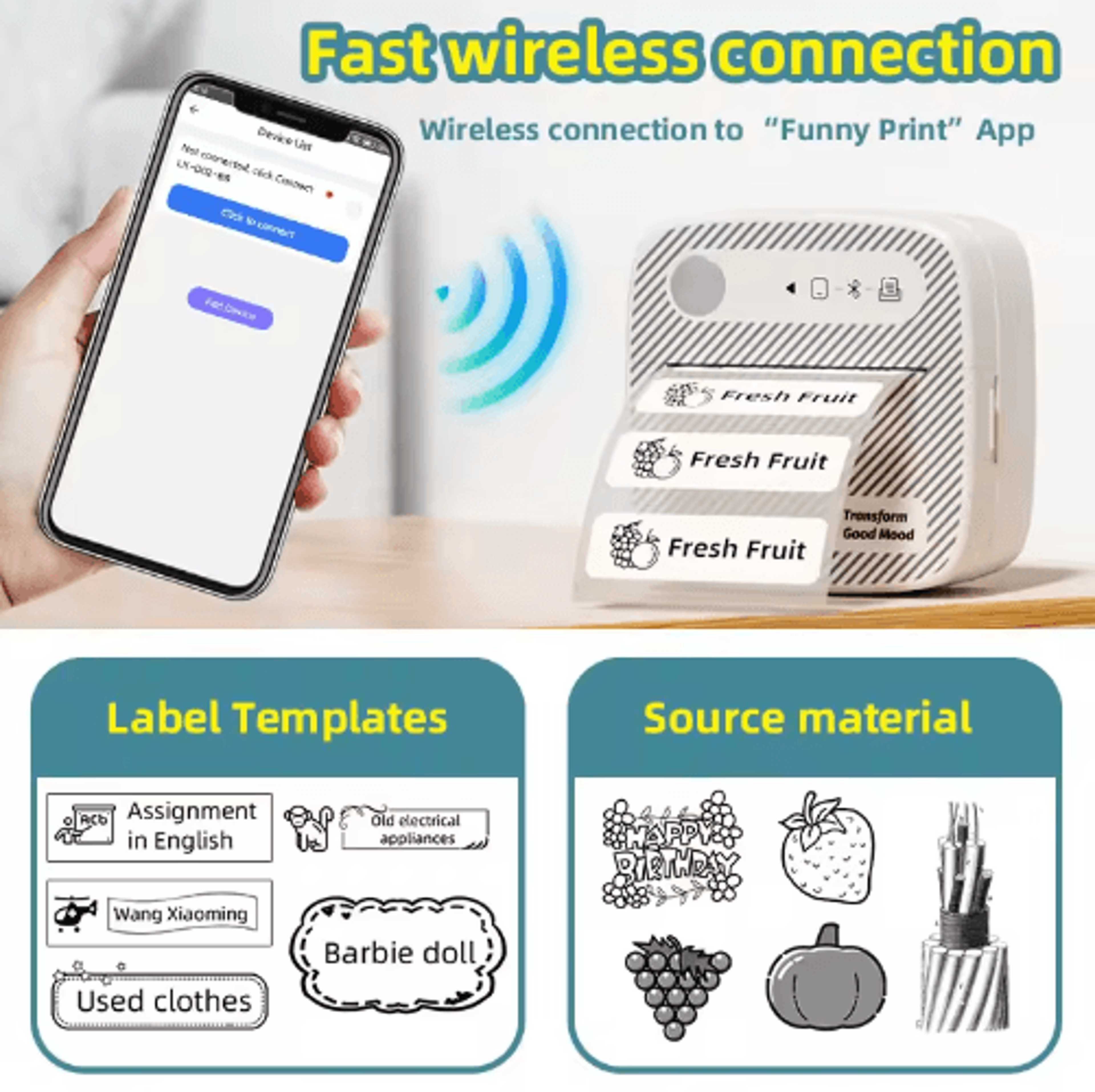 Portable Mini Bluetooth Label Printer  Wireless Inkless Sticker  Price Tag Maker 9