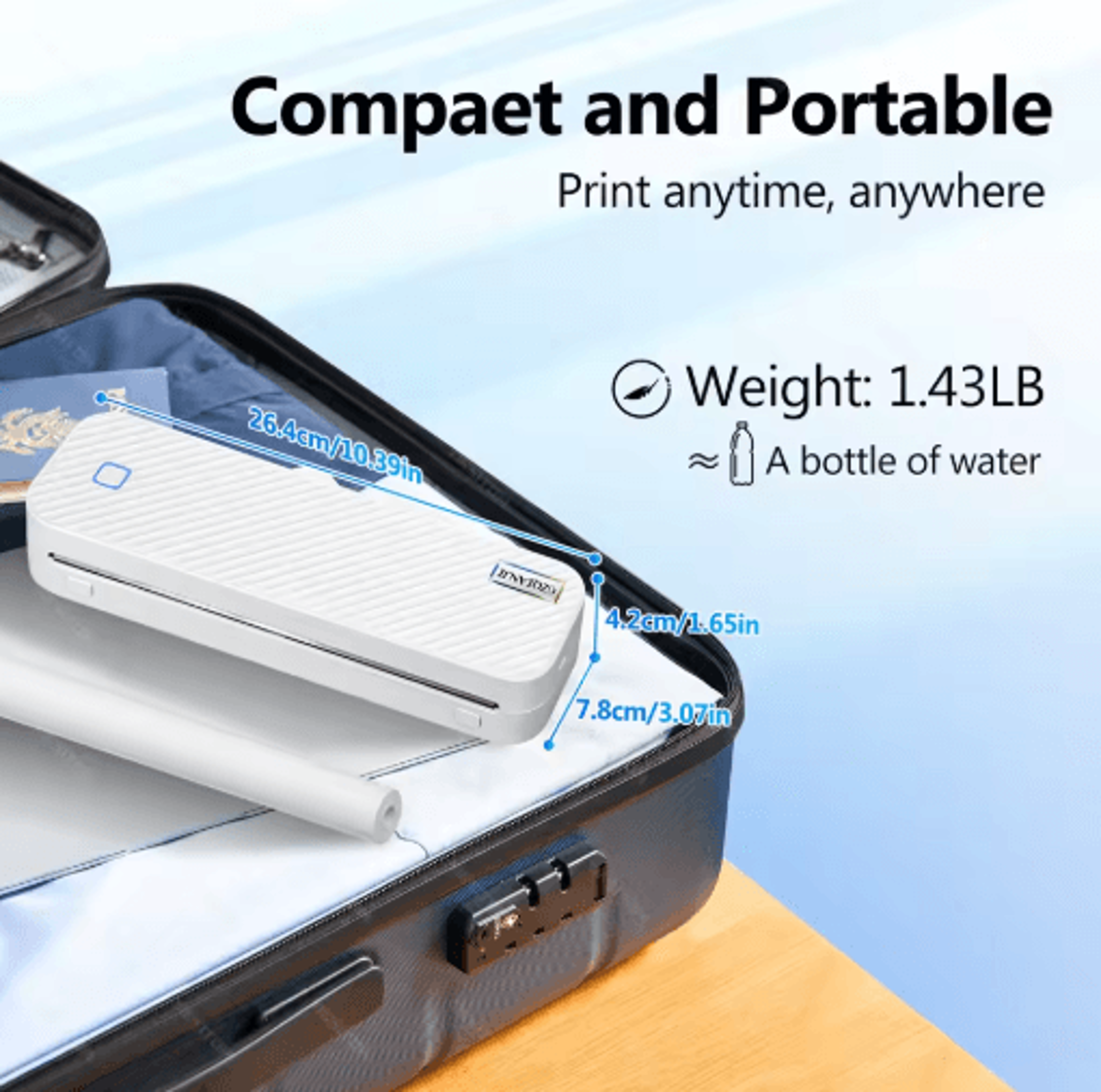 Portable Bluetooth Thermal Printer  Wireless Inkless A4  US Letter Travel Printer 6
