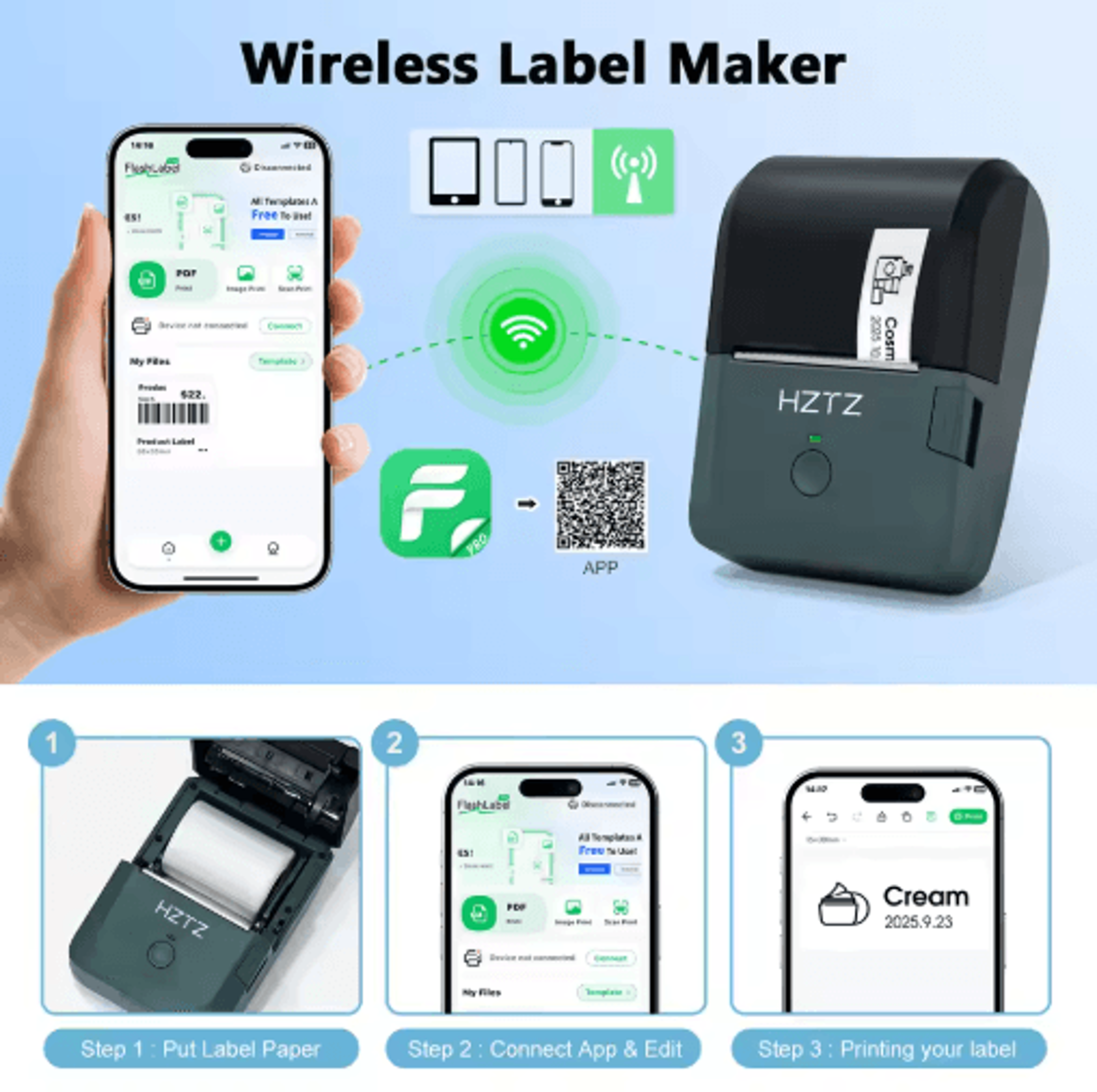Inkless Bluetooth Thermal Label Printer  Wireless Sticker Maker For Retail  Inventory 9