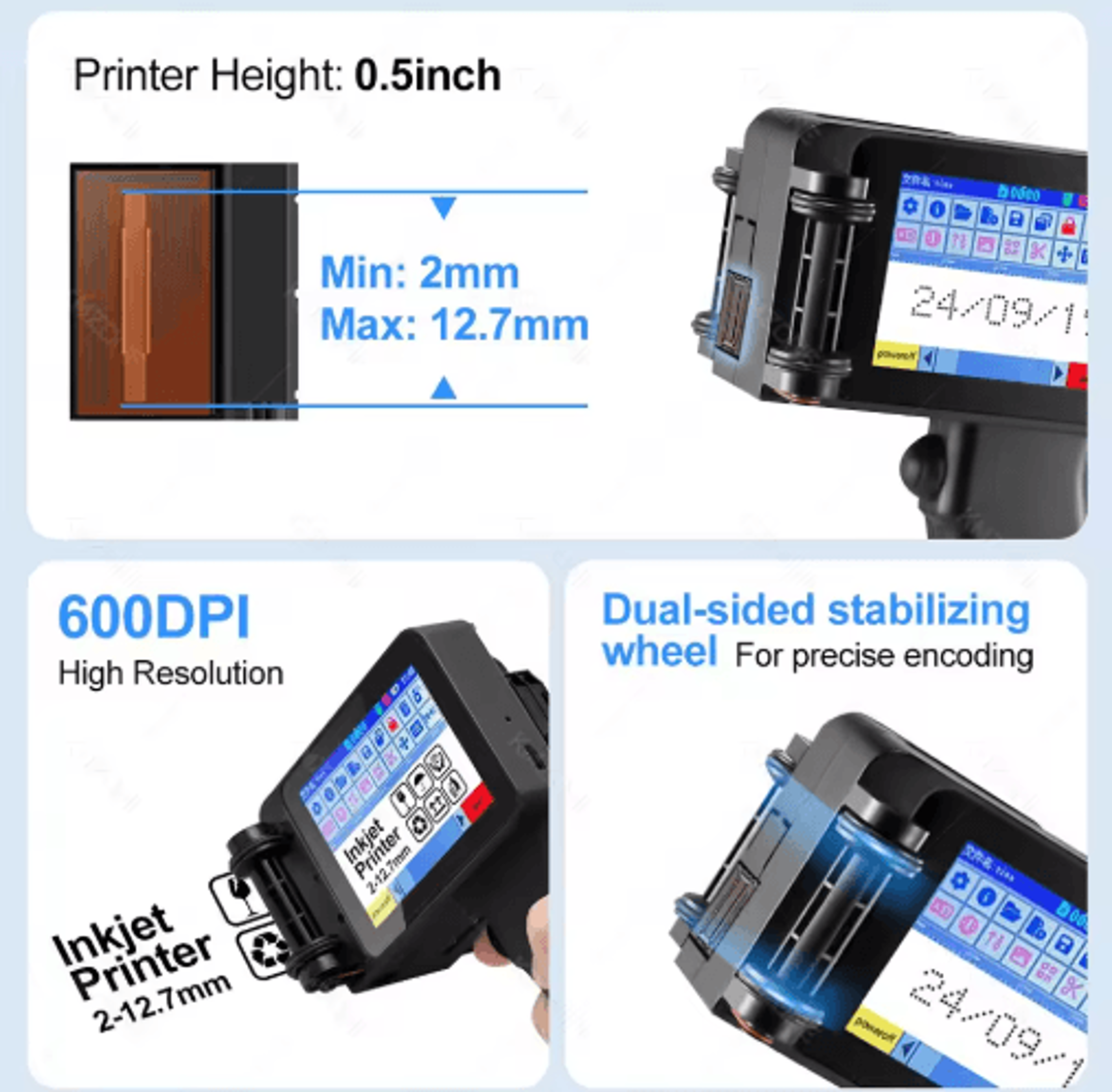 Mini Handheld Inkjet Printer  2127mm QR Code Barcode  Batch Coding Machine 8