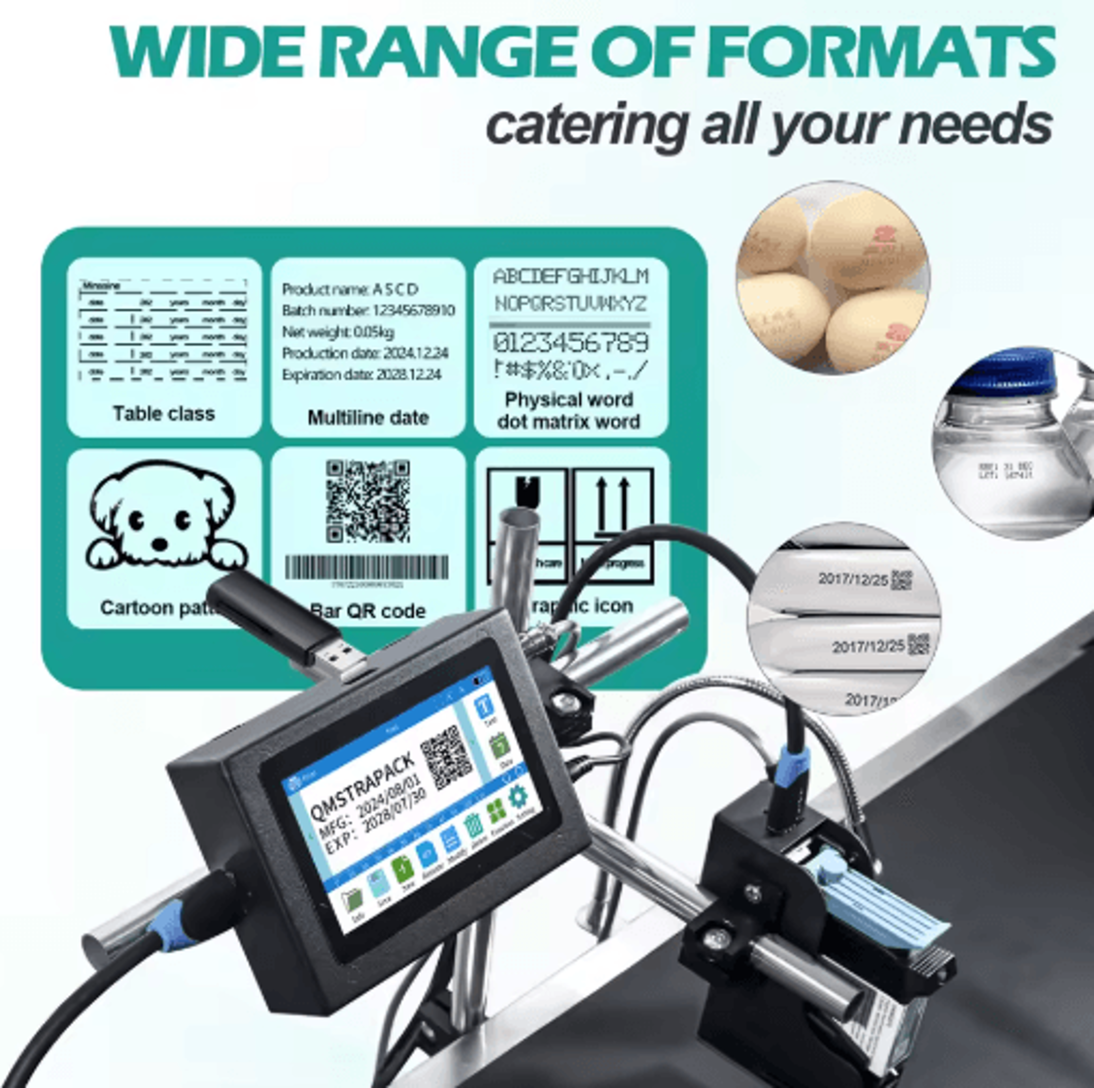 43Inch Industrial Online Inkjet Printer  QR Code Barcode  Expiry Date Coding Machine 7