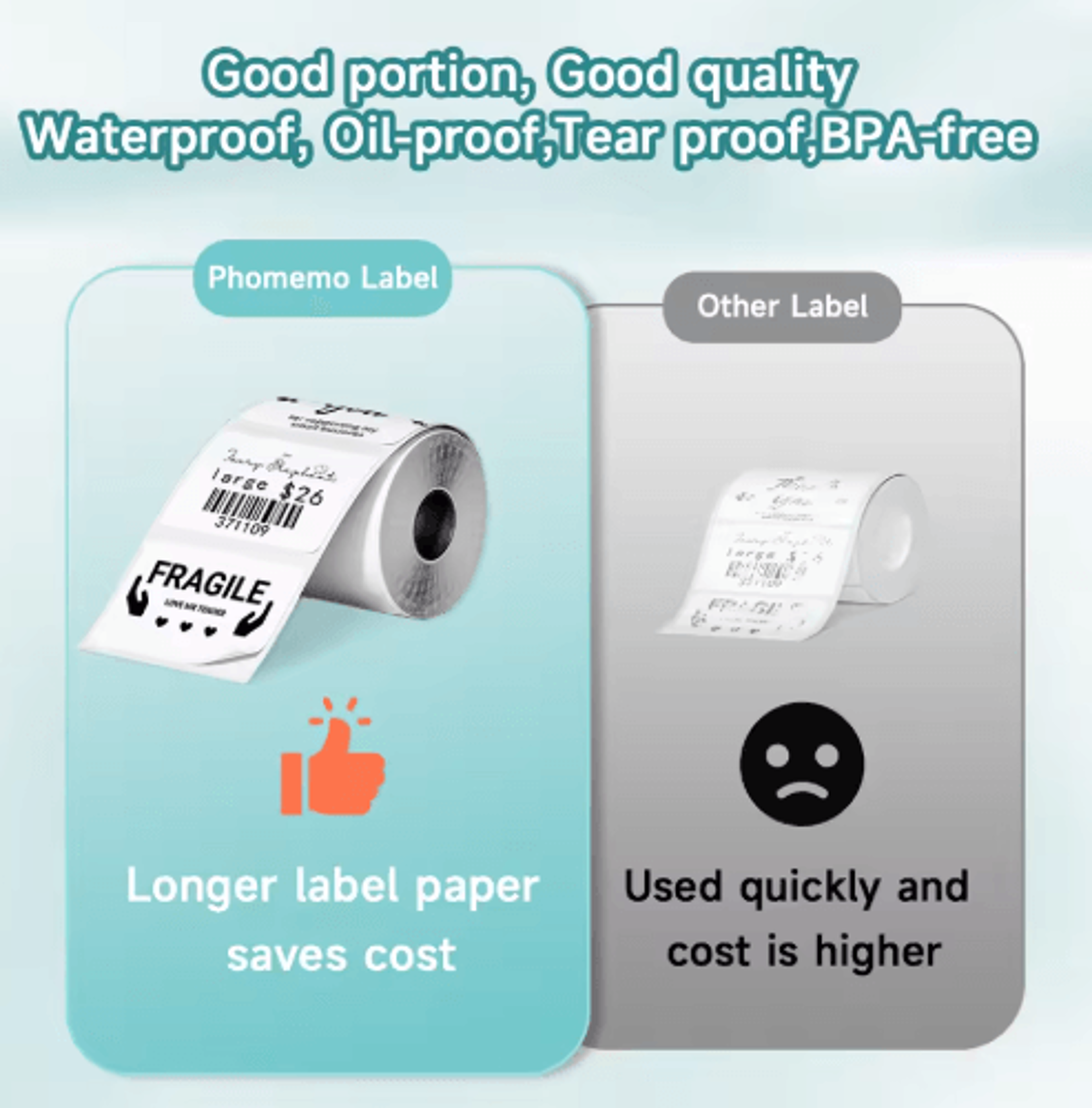 3 Rolls Transparent Thermal Sticker Labels  40x30mm Clear Barcode  Logo Printing Paper 16