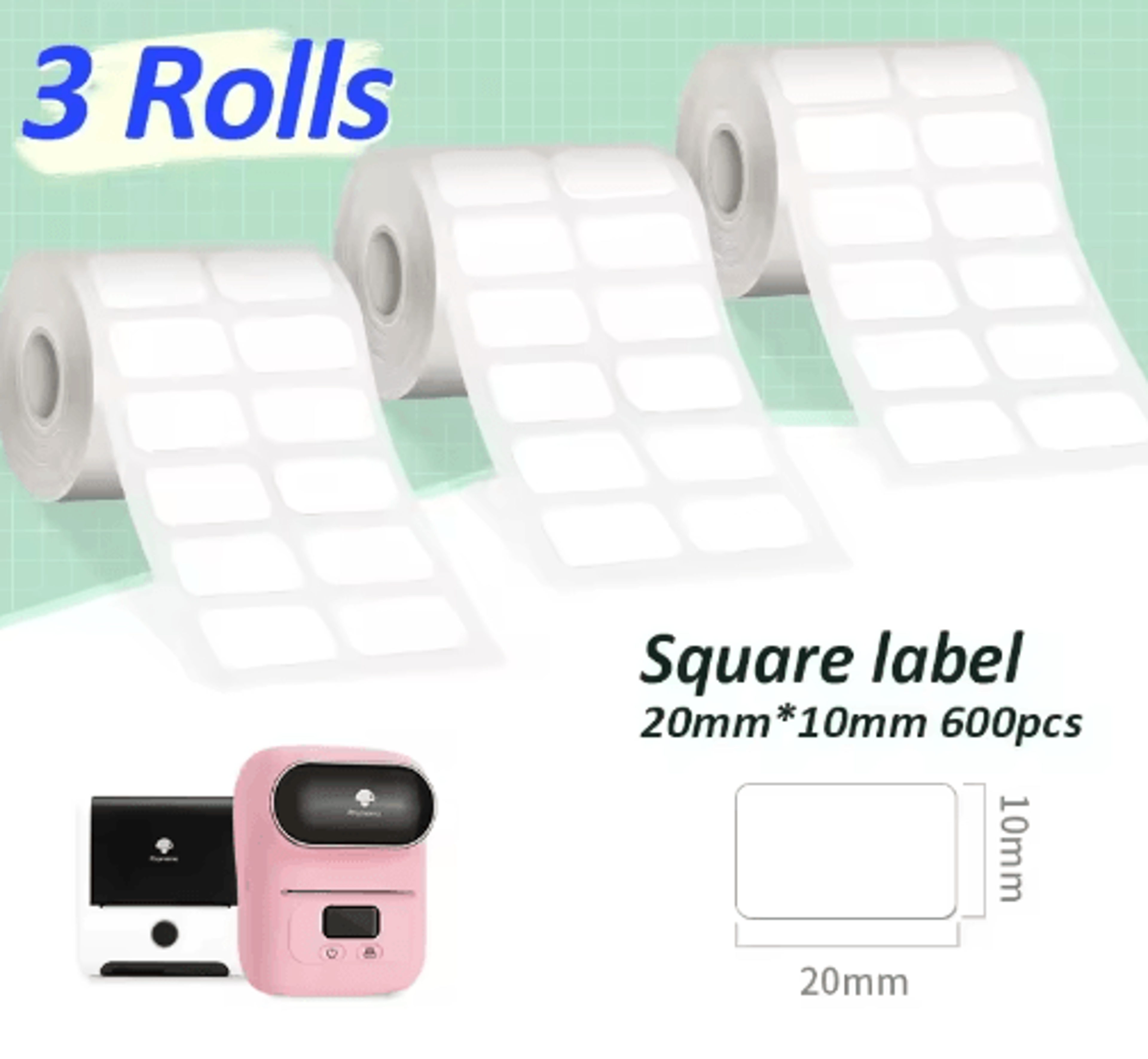 3 Rolls Transparent Thermal Sticker Labels  40x30mm Clear Barcode  Logo Printing Paper 6