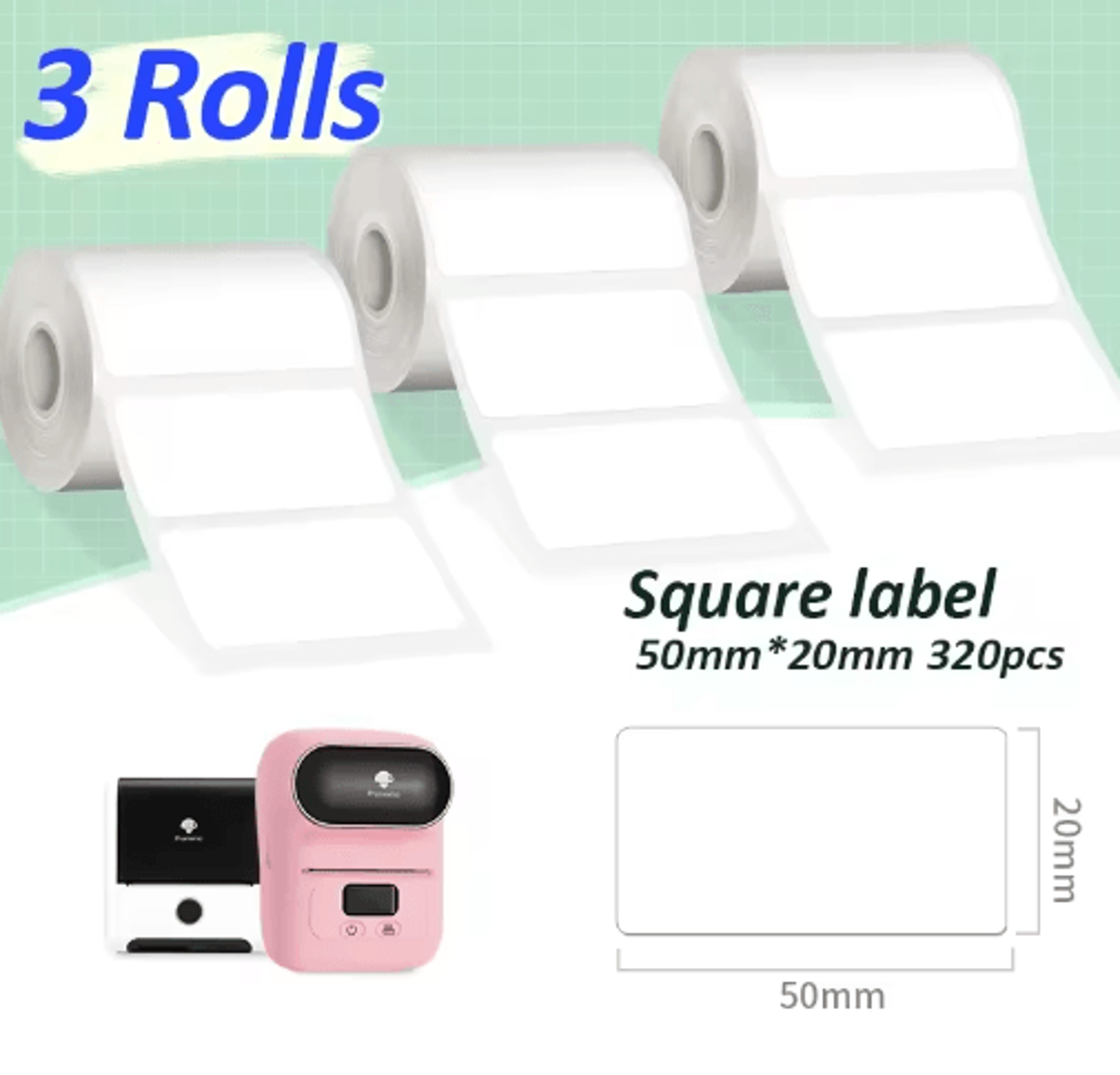 3 Rolls Transparent Thermal Sticker Labels  40x30mm Clear Barcode  Logo Printing Paper 12