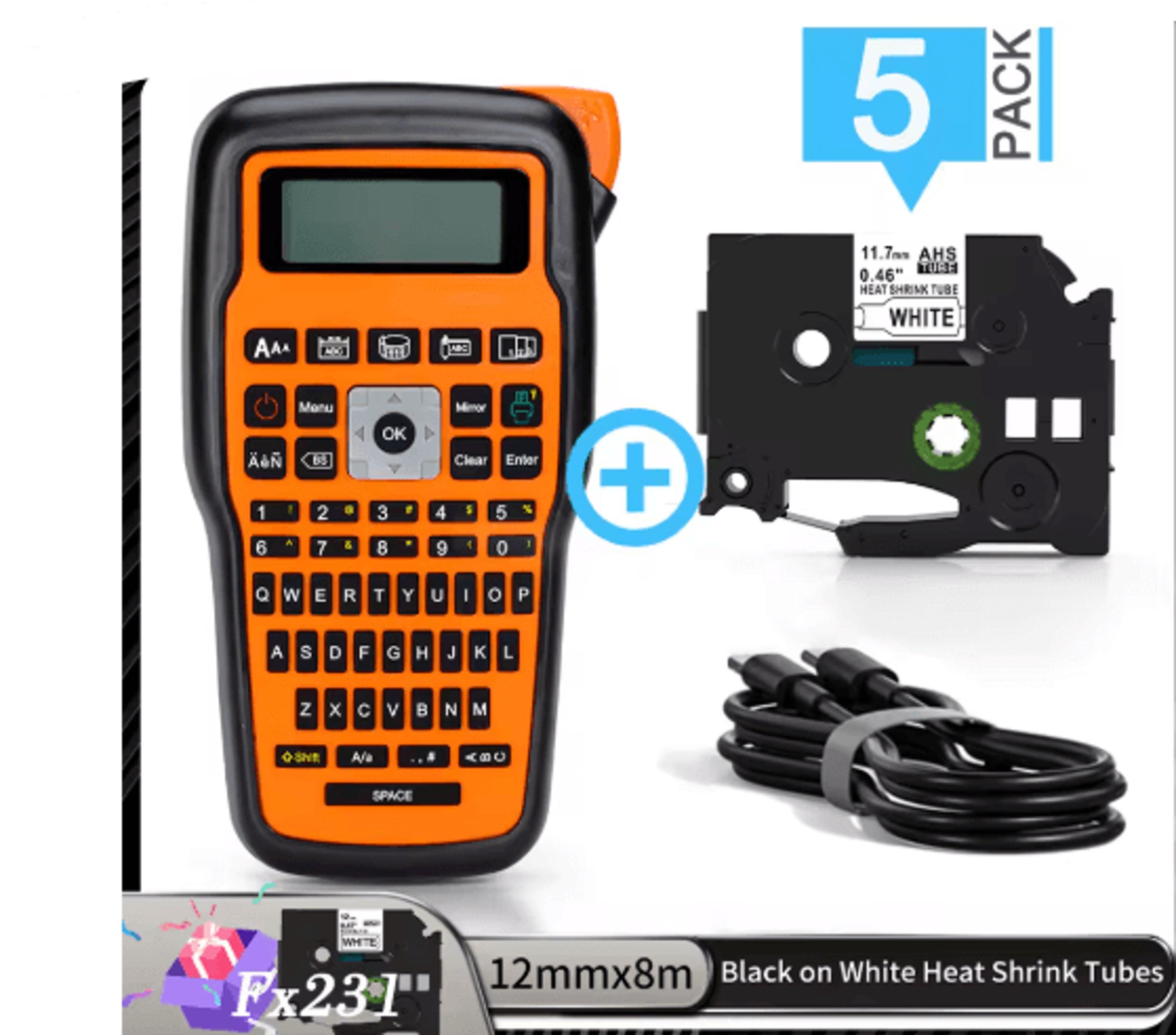 E1000 Pro Handheld Label Maker  Portable Industrial Label Printer For Brother TZe Tape 4