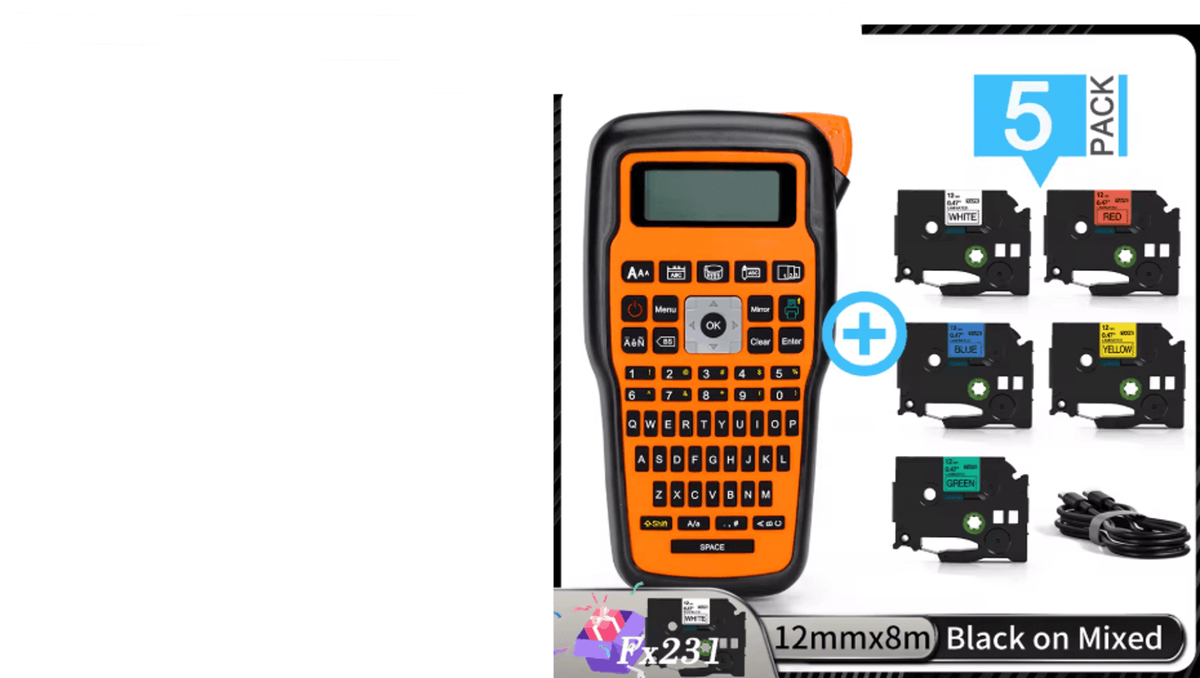 E1000 Pro Handheld Label Maker  Portable Industrial Label Printer For Brother TZe Tape 11