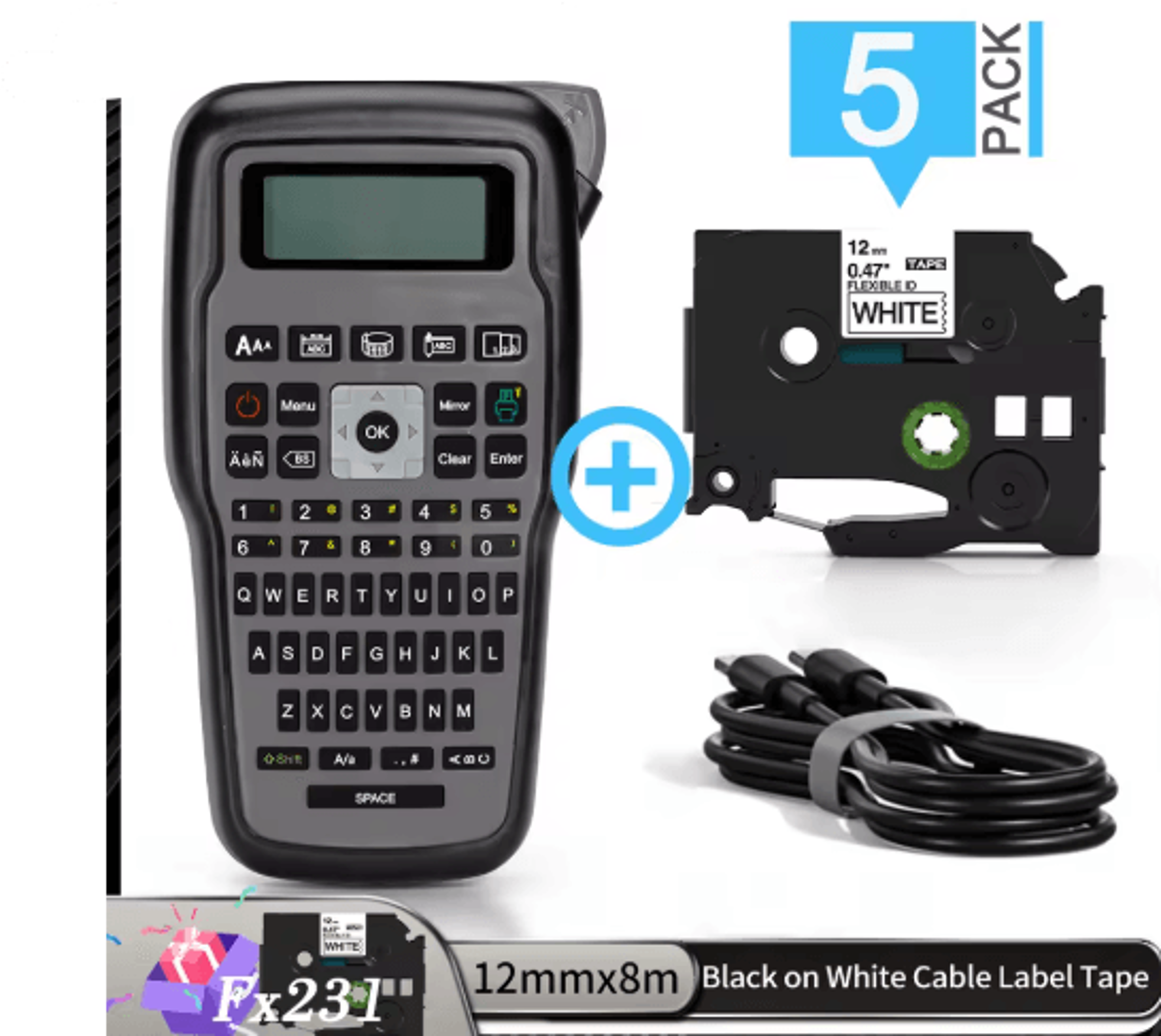E1000 Pro Handheld Label Maker  Portable Industrial Label Printer For Brother TZe Tape 3