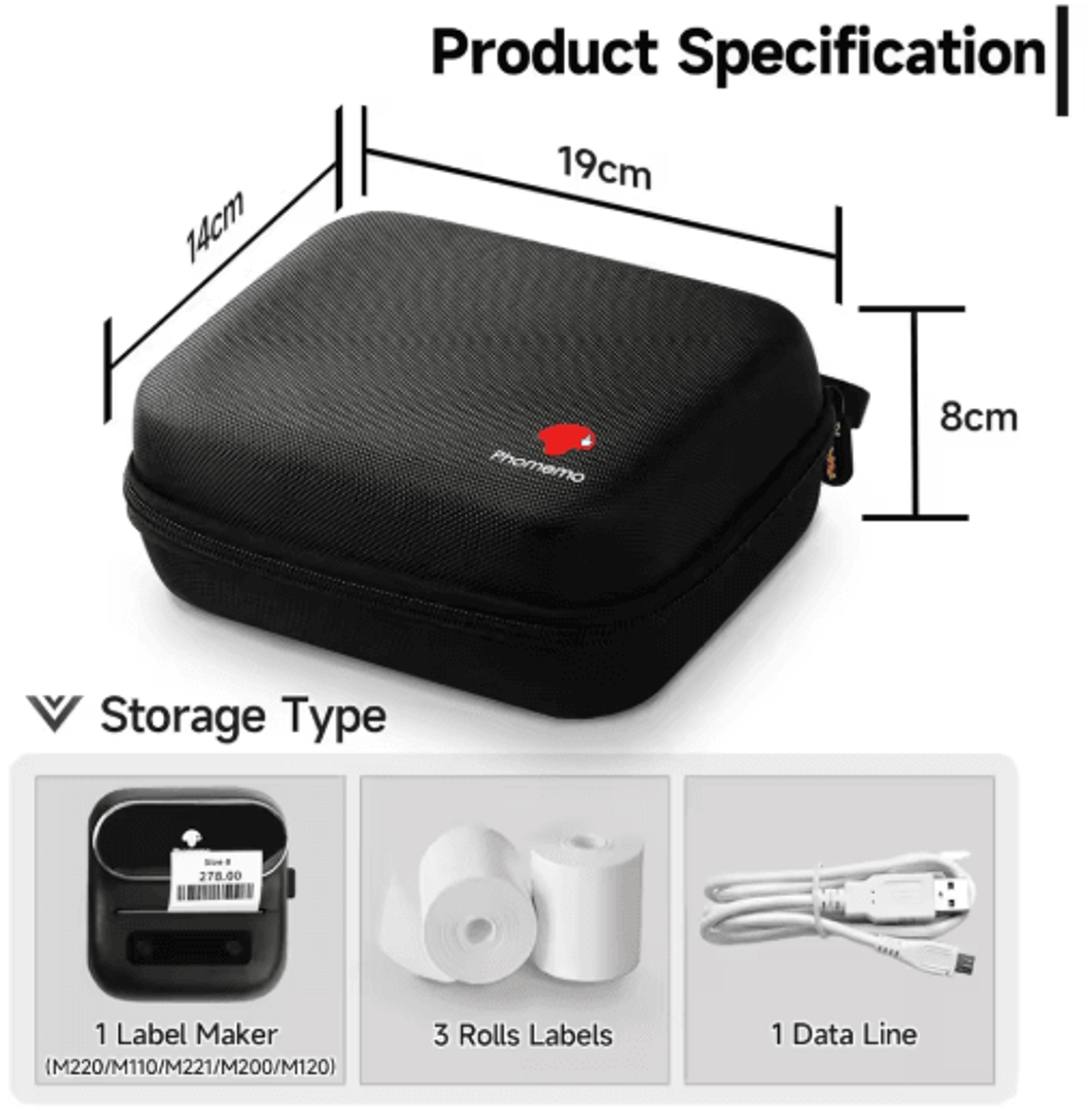 Portable Label Printer Storage Case  Protective Carrying Case With Mesh Pocket 6