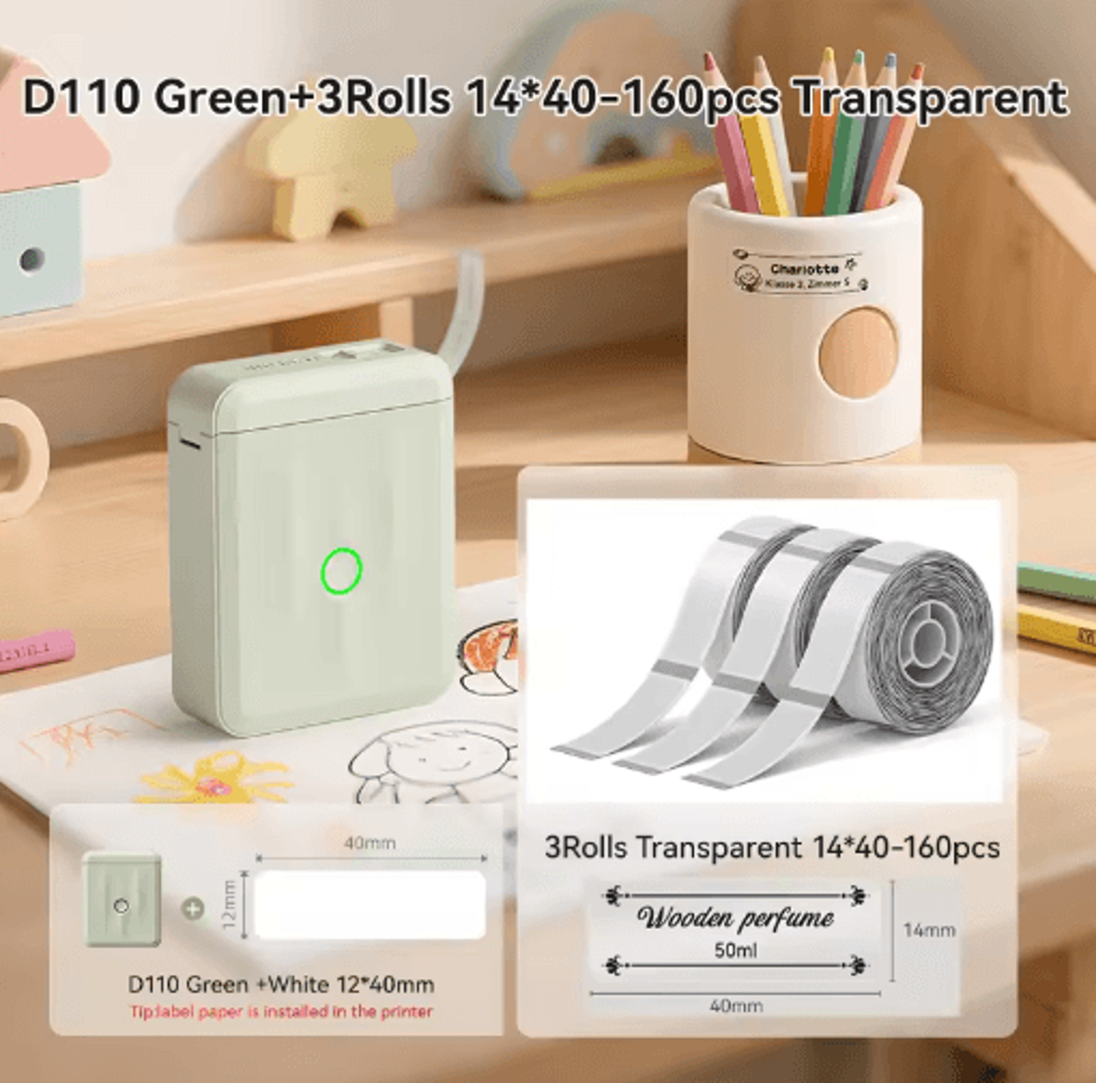 D110 Upgraded Thermal Label Printer  Mini Portable Name Tag  Sticker Maker 13