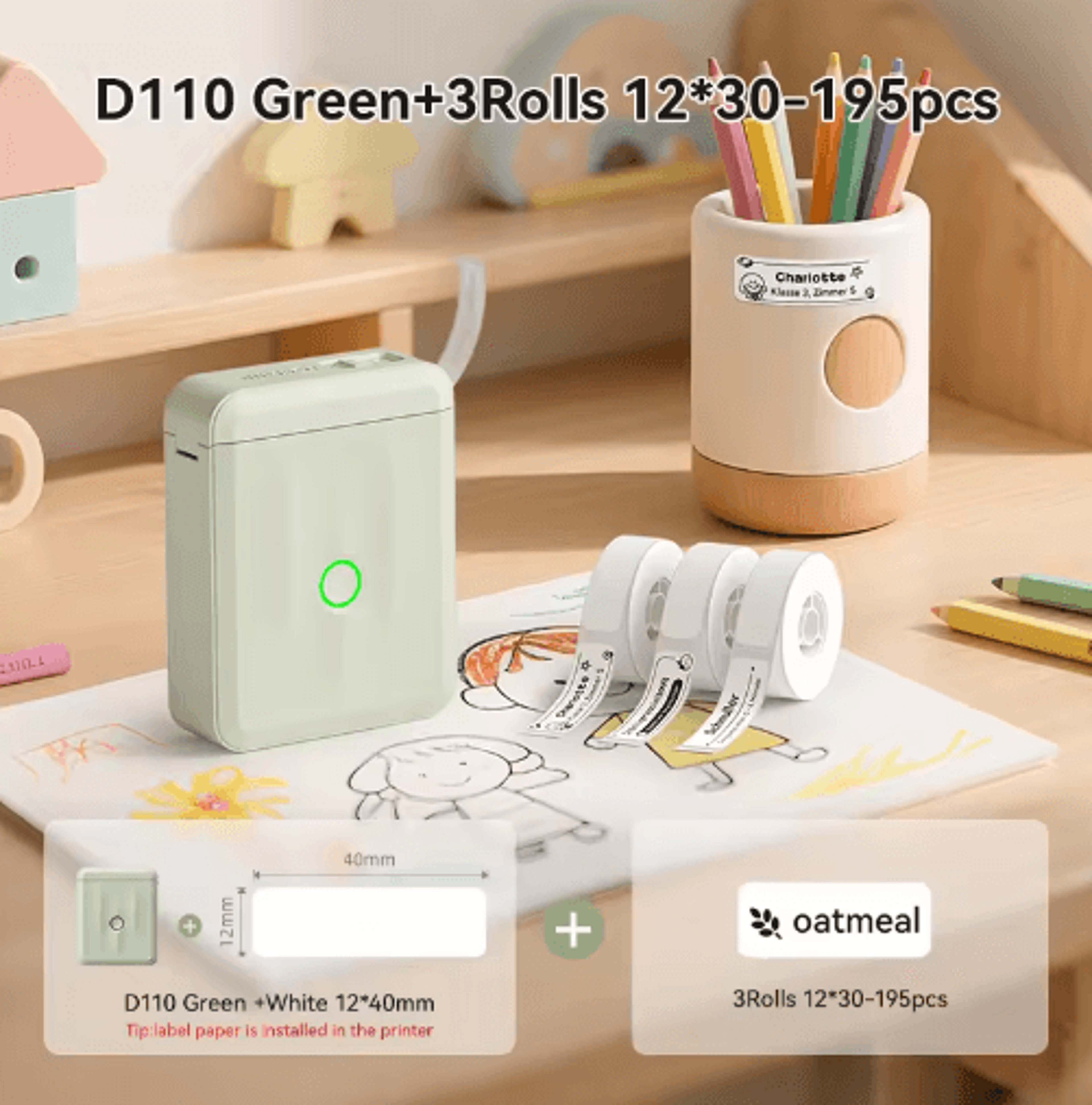 D110 Upgraded Thermal Label Printer  Mini Portable Name Tag  Sticker Maker 9