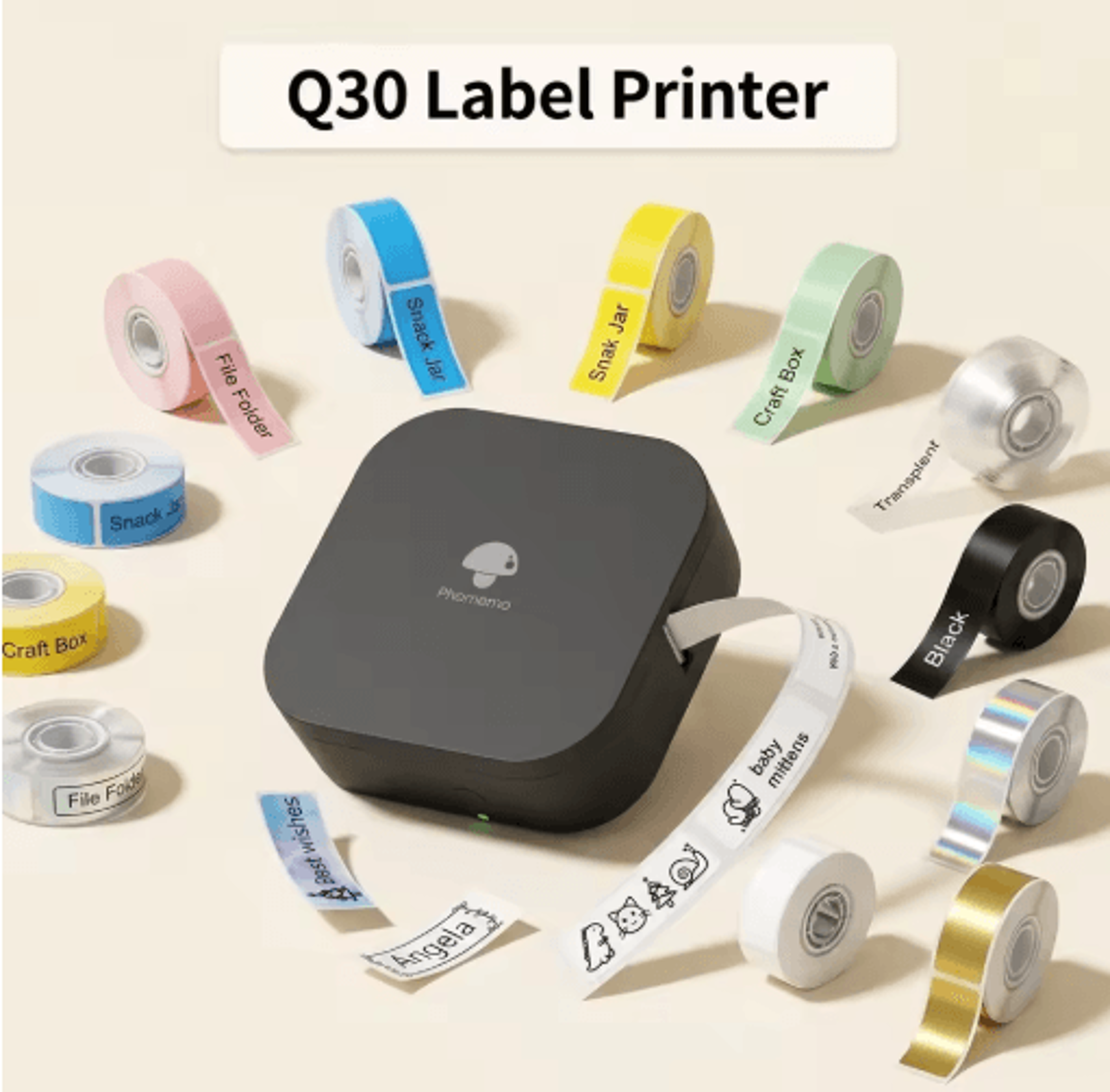 wireless bluetooth thermal label printer – mini portable sticker maker with labels