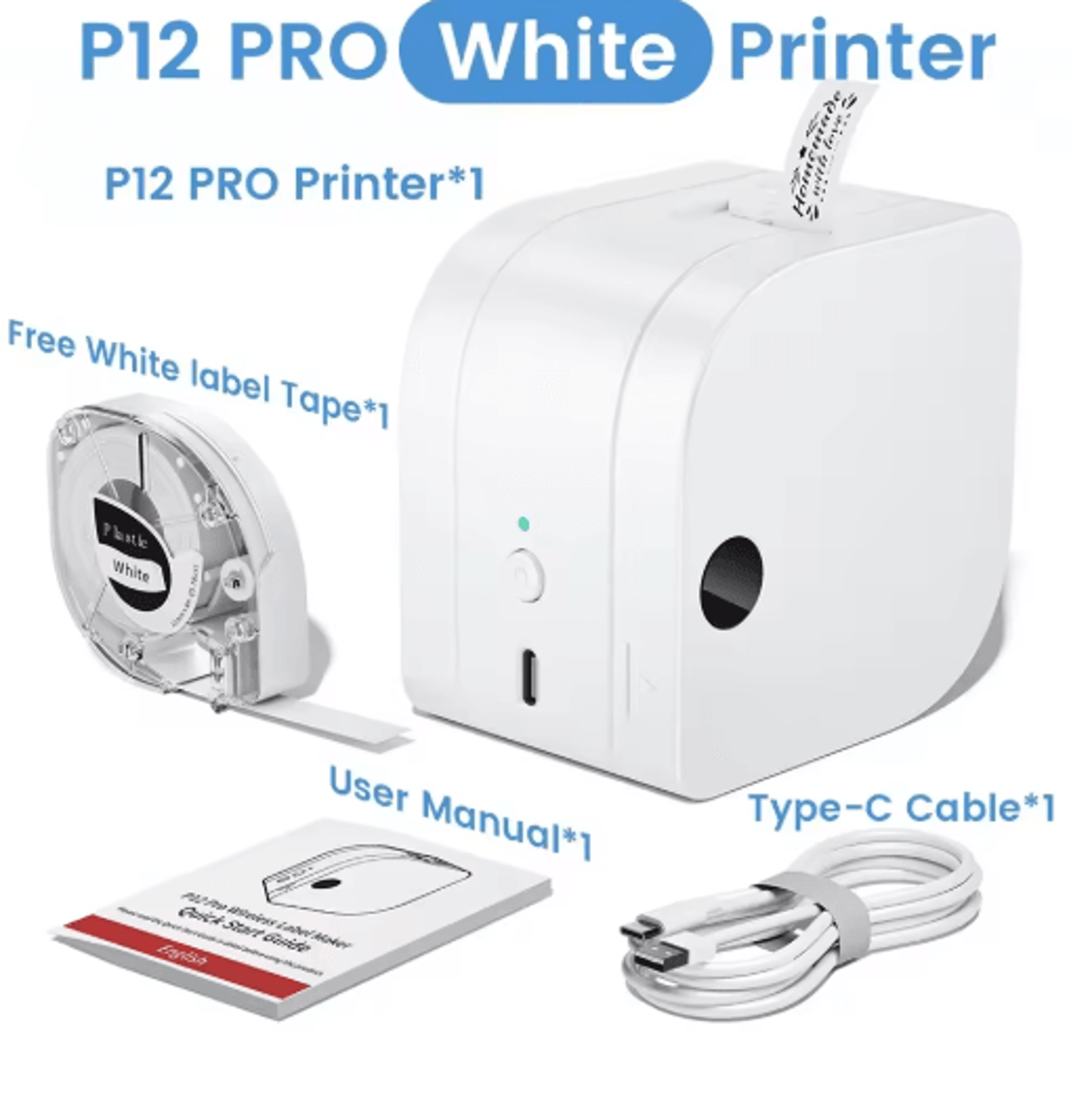 P12 Pro Bluetooth Label Printer  Rechargeable 12mm Portable Sticker Maker 2