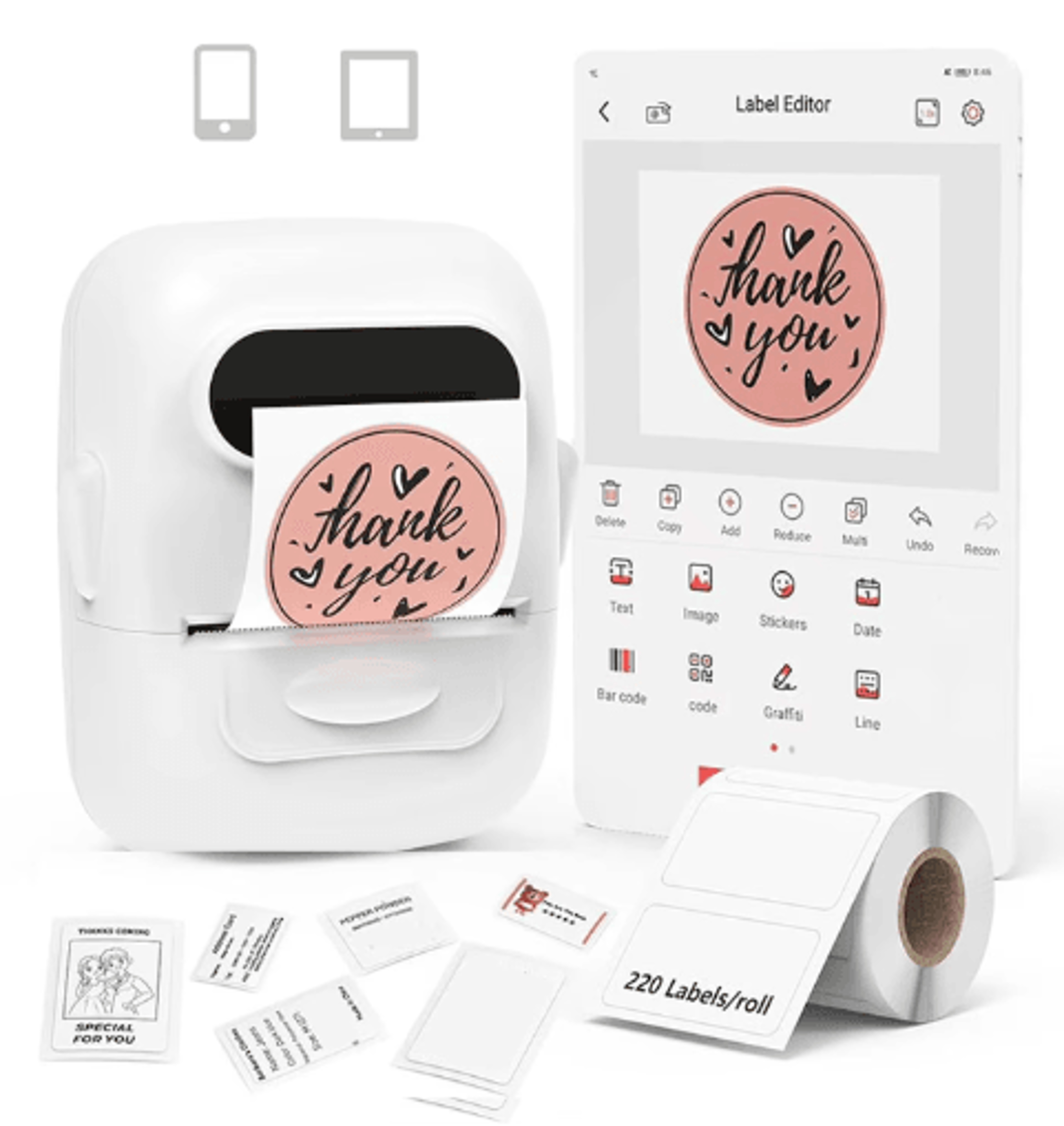 mini bluetooth thermal label printer – portable self-adhesive sticker & price tag maker