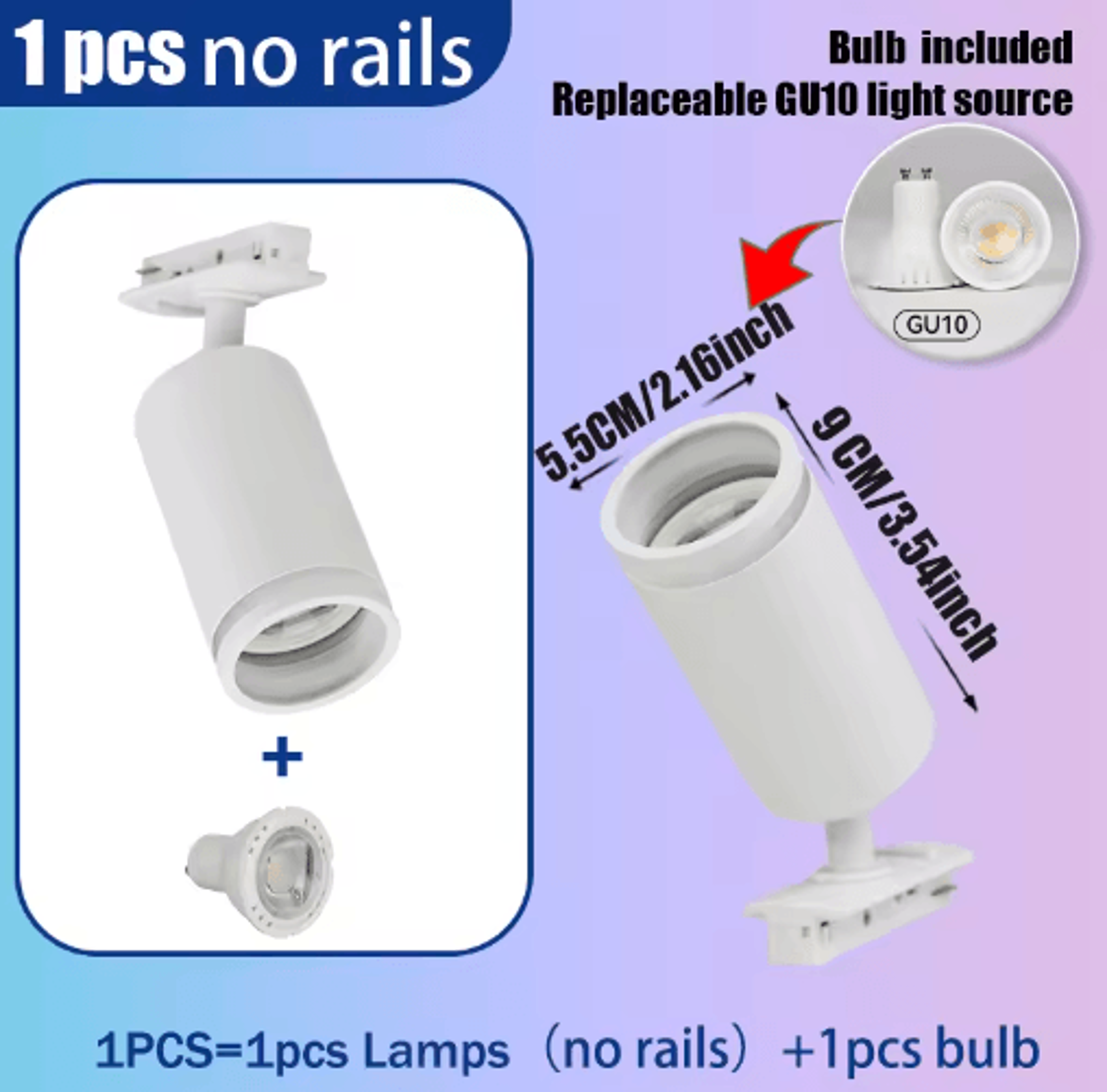 GU10 LED Track Spotlight  110V Adjustable Rail Ceiling Light For Home  Shop 10