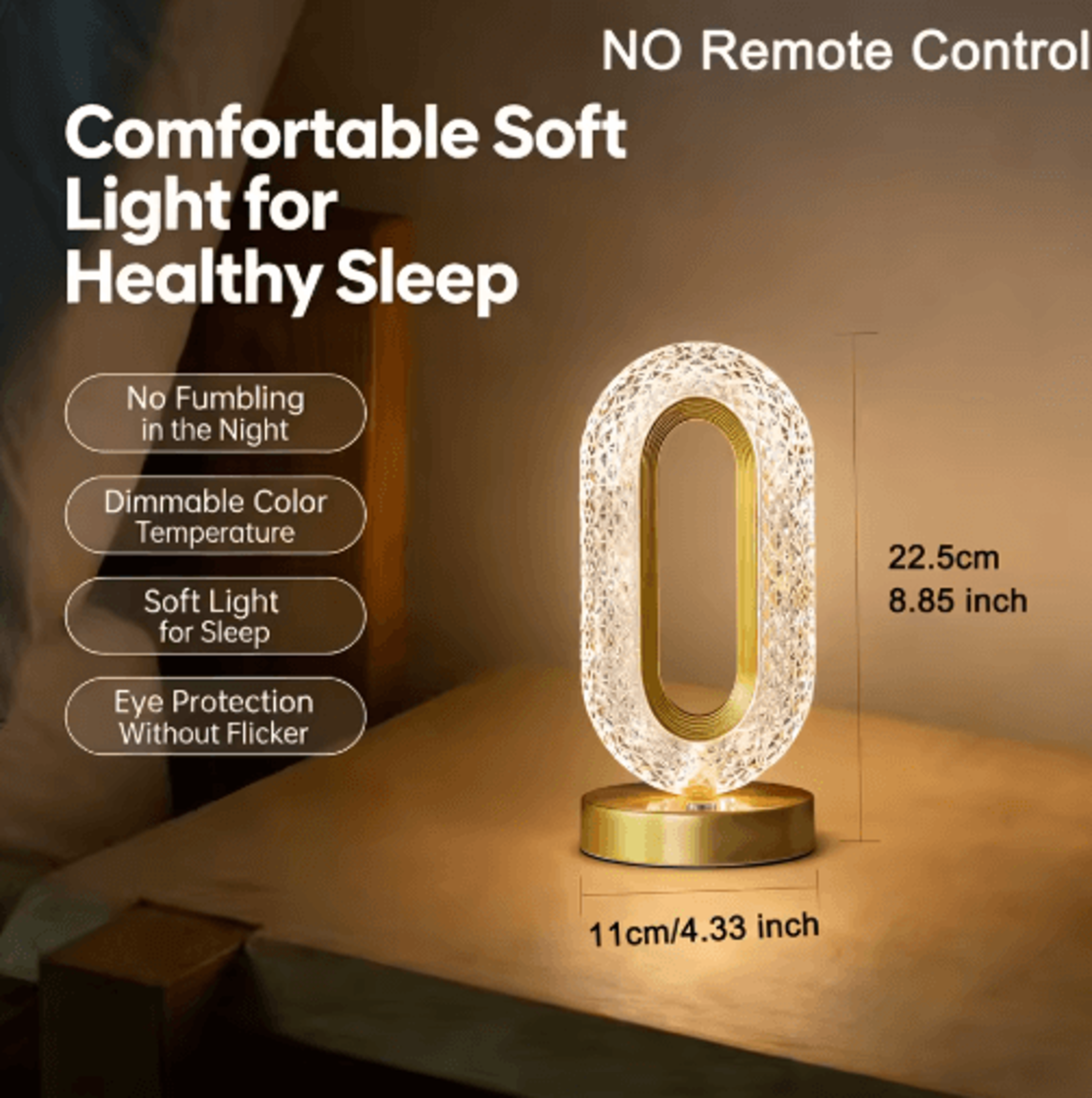 Rechargeable Touch LED Night Light  Dimmable 3Color Table Lamp With Remote Control 3