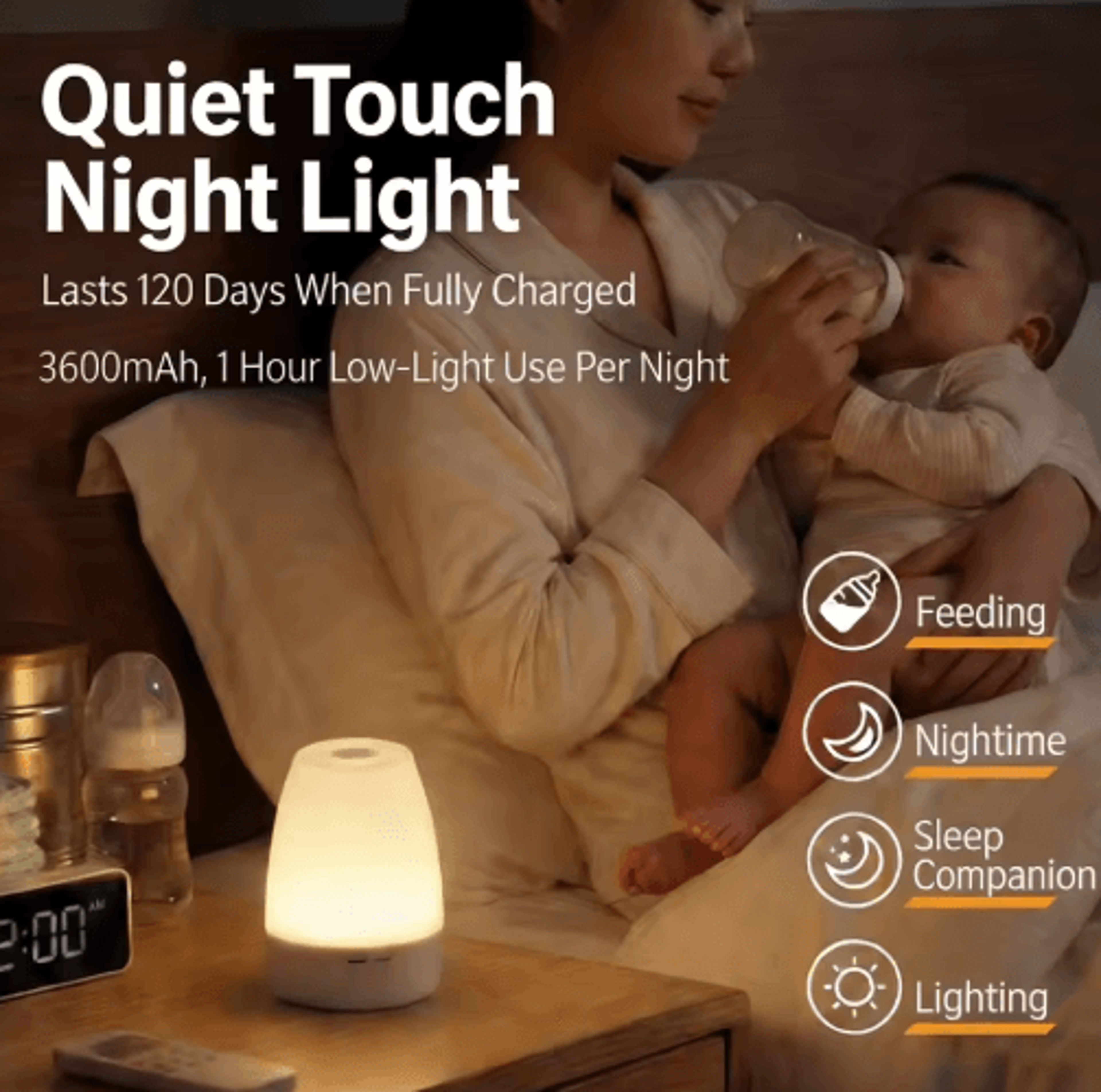 Rechargeable Touch LED Night Light  Dimmable 3Color Table Lamp With Remote Control 6