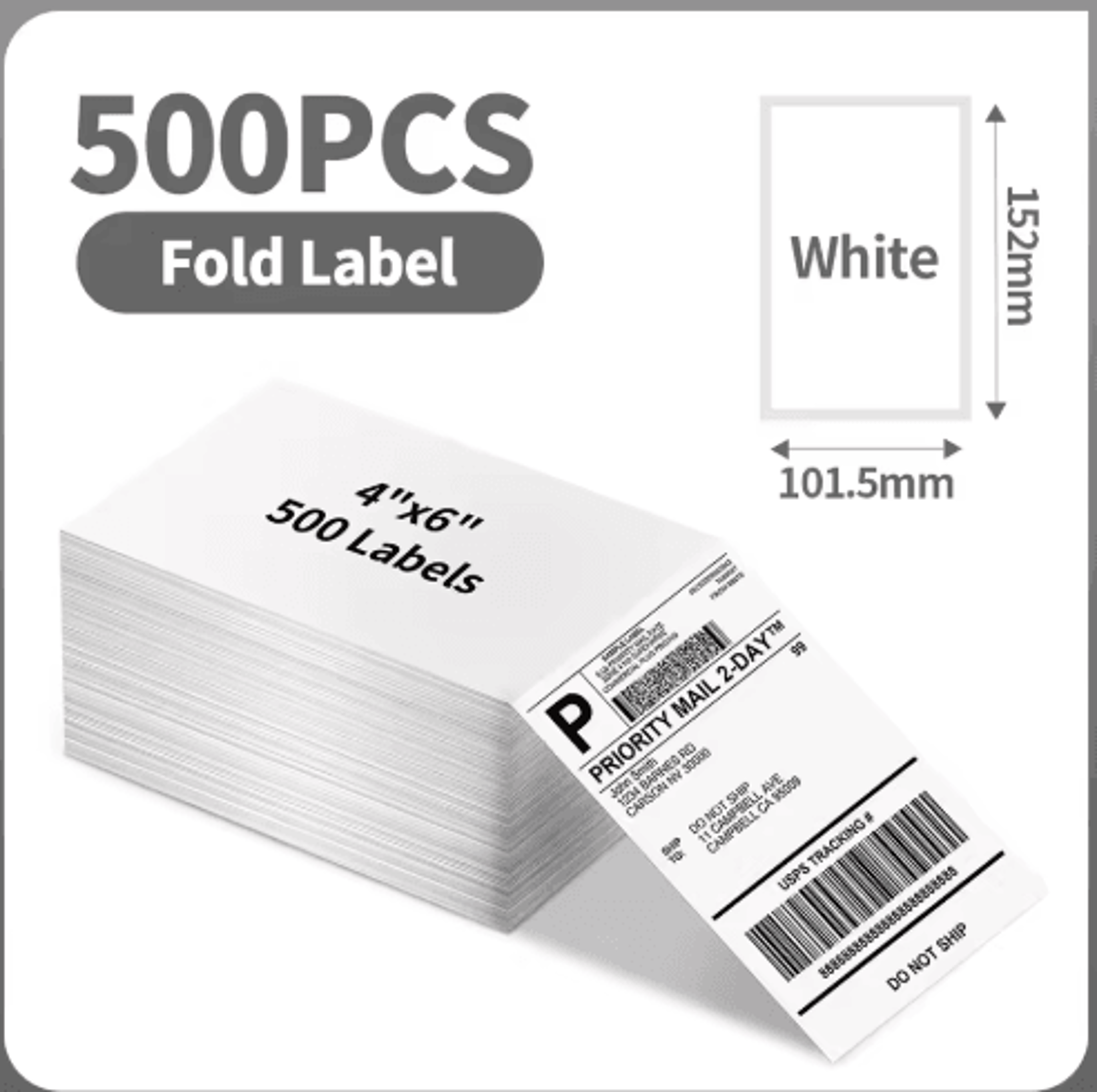 500PCS 4x6 Thermal Shipping Labels  FanFold Address Stickers For Phomemo Printers 7