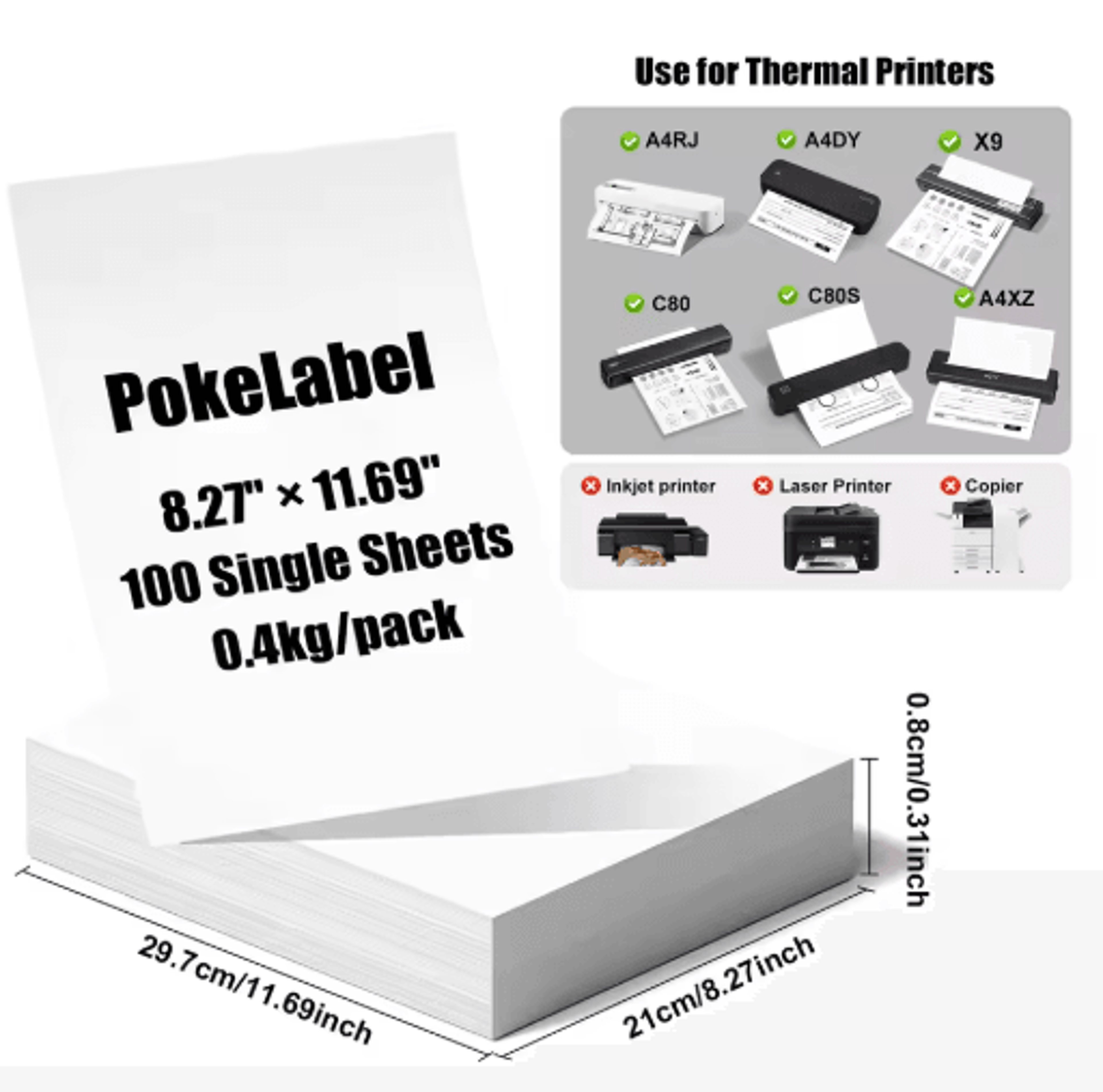 Portable A4 Bluetooth Thermal Printer  Wireless Inkless Document Printer 5