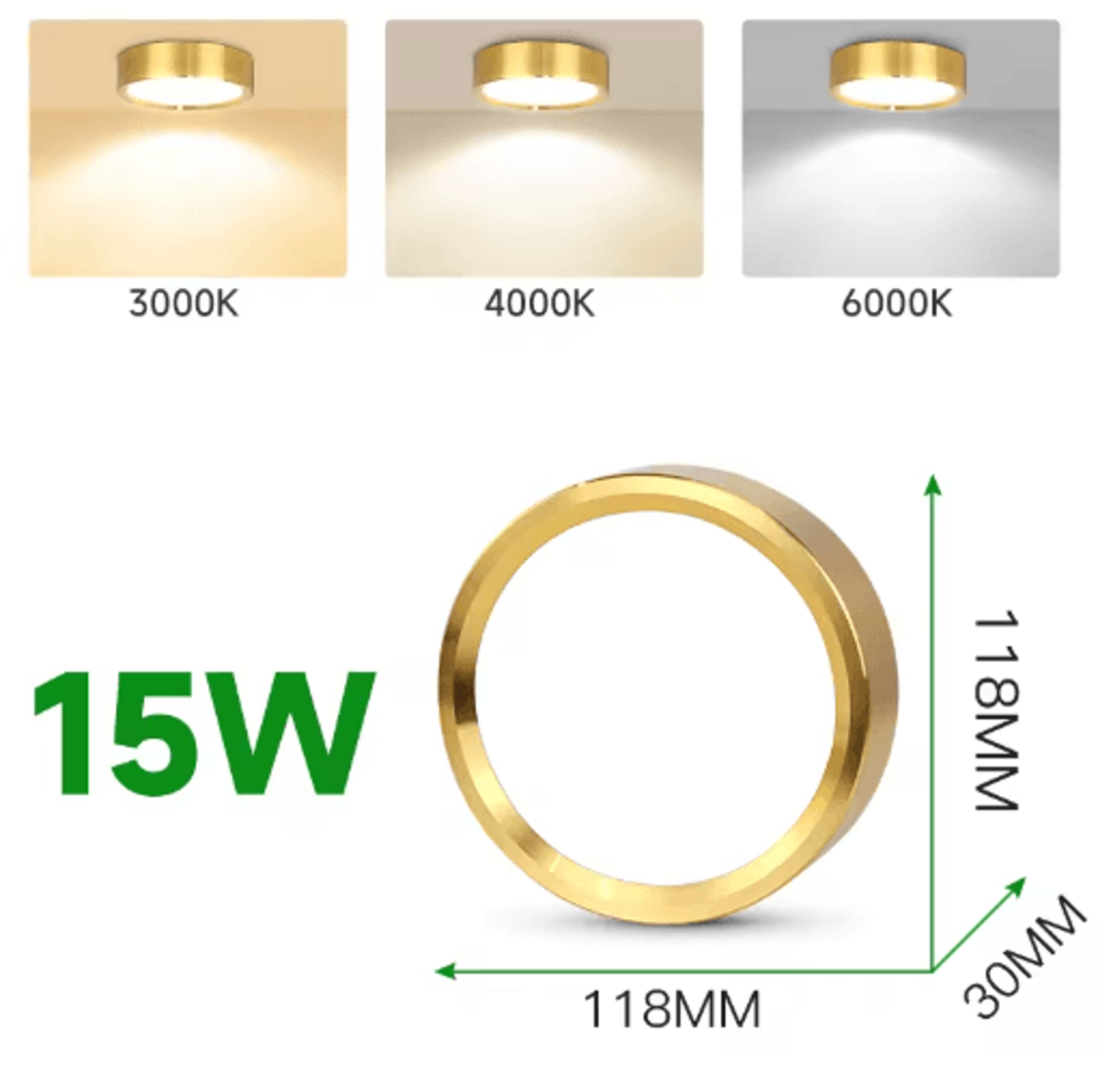 Gold LED Surface Mount Downlight  UltraThin 10W15W25W Ceiling Spotlight 2