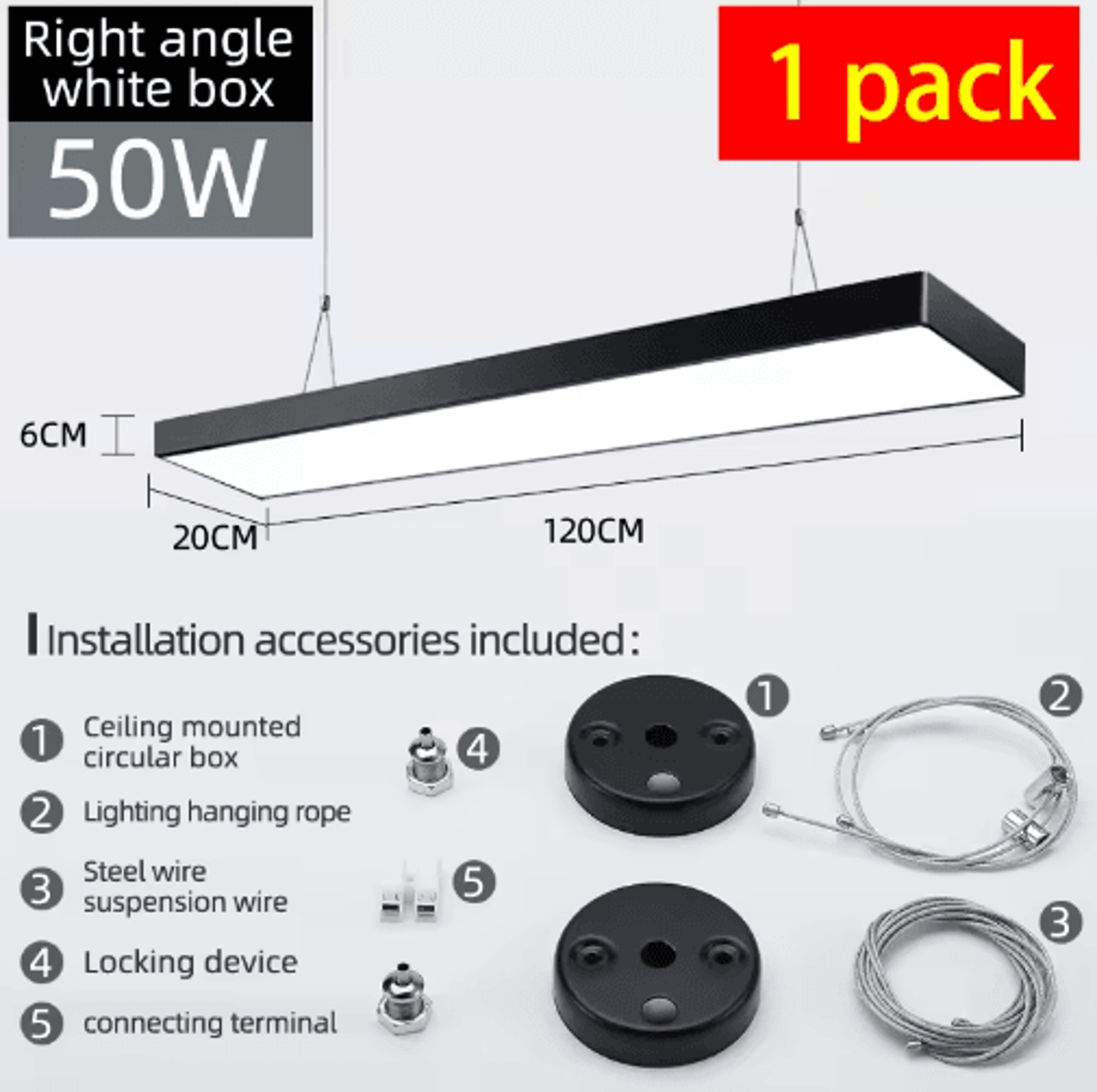 HighBrightness LED Industrial Ceiling Light  6500K Workshop  Garage Panel Lamp 8