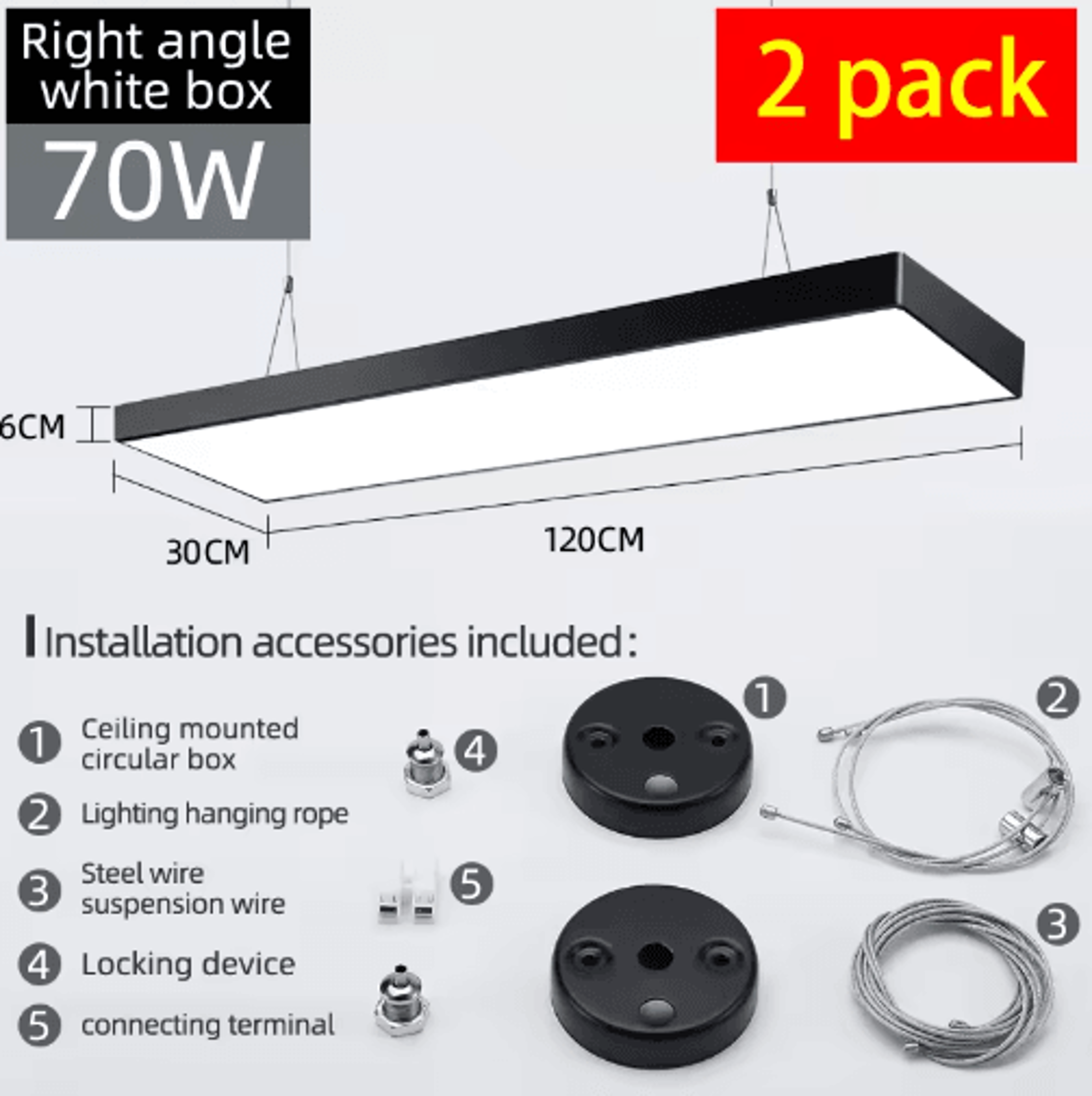 HighBrightness LED Industrial Ceiling Light  6500K Workshop  Garage Panel Lamp 1