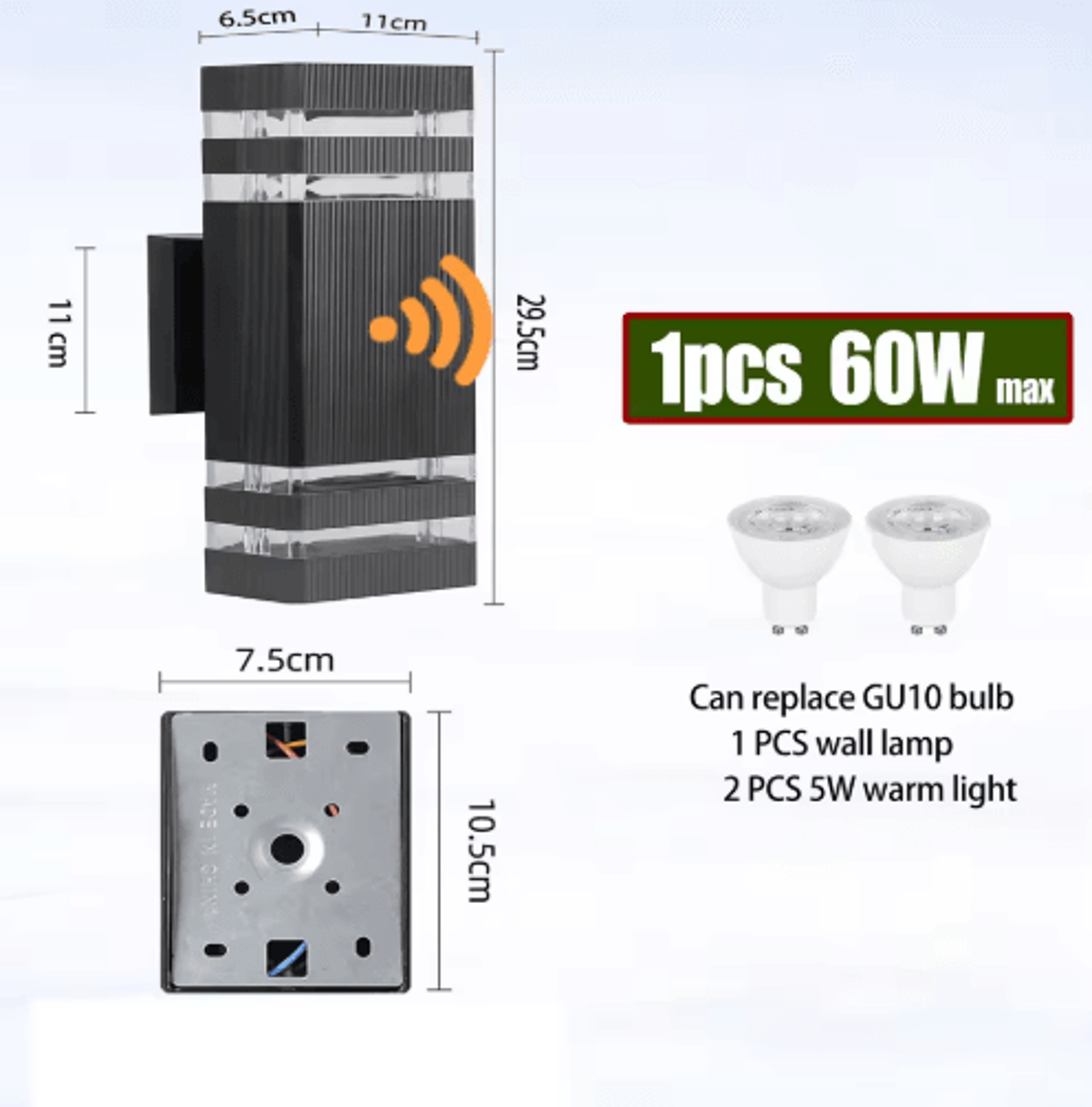 GU10 Motion Sensor LED Wall Light  Waterproof Indoor  Outdoor Wall Lamp 4