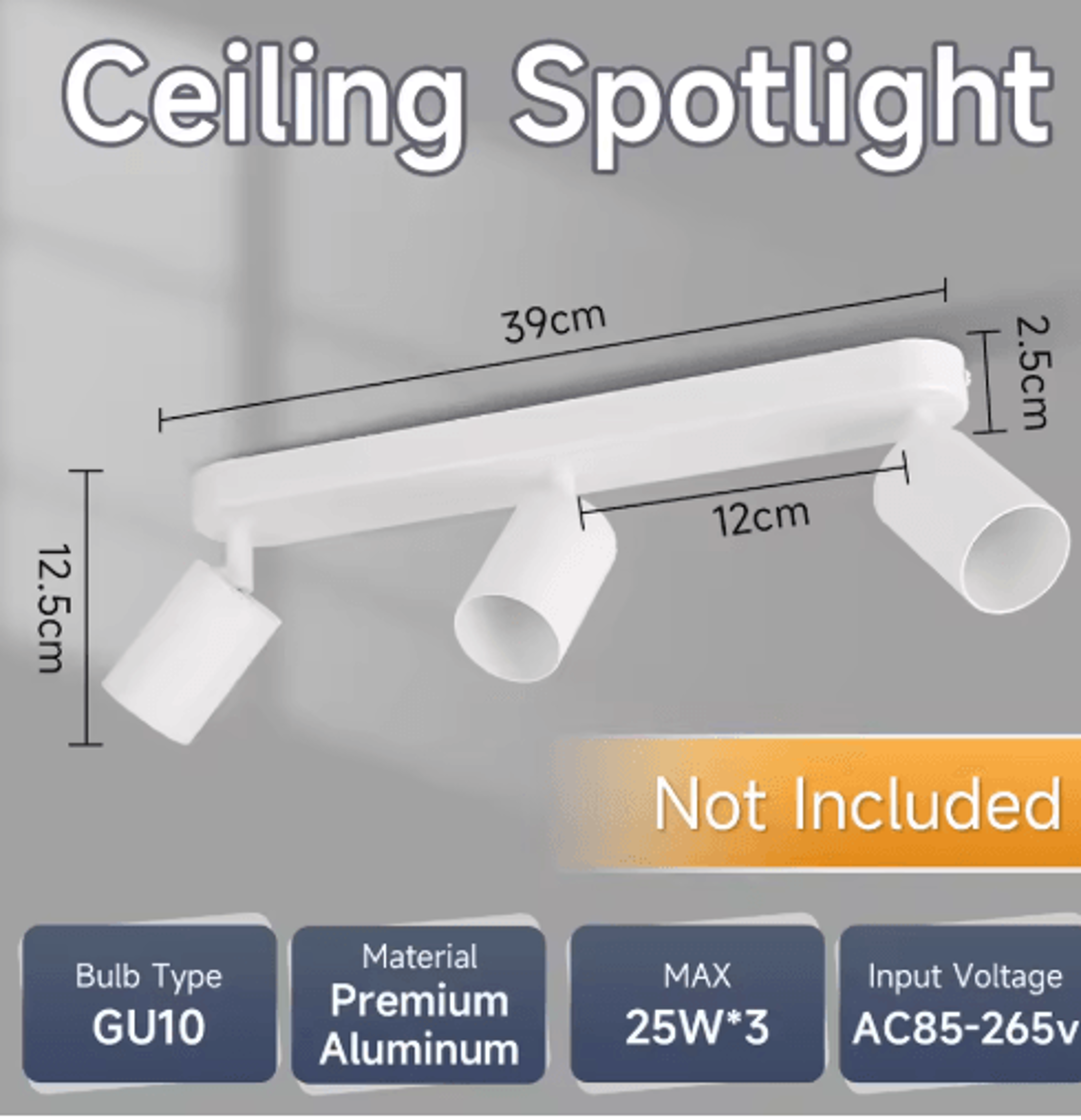GU10 LED Ceiling Spotlight  Replaceable Bulb Track Light For Modern Home Lighting 3
