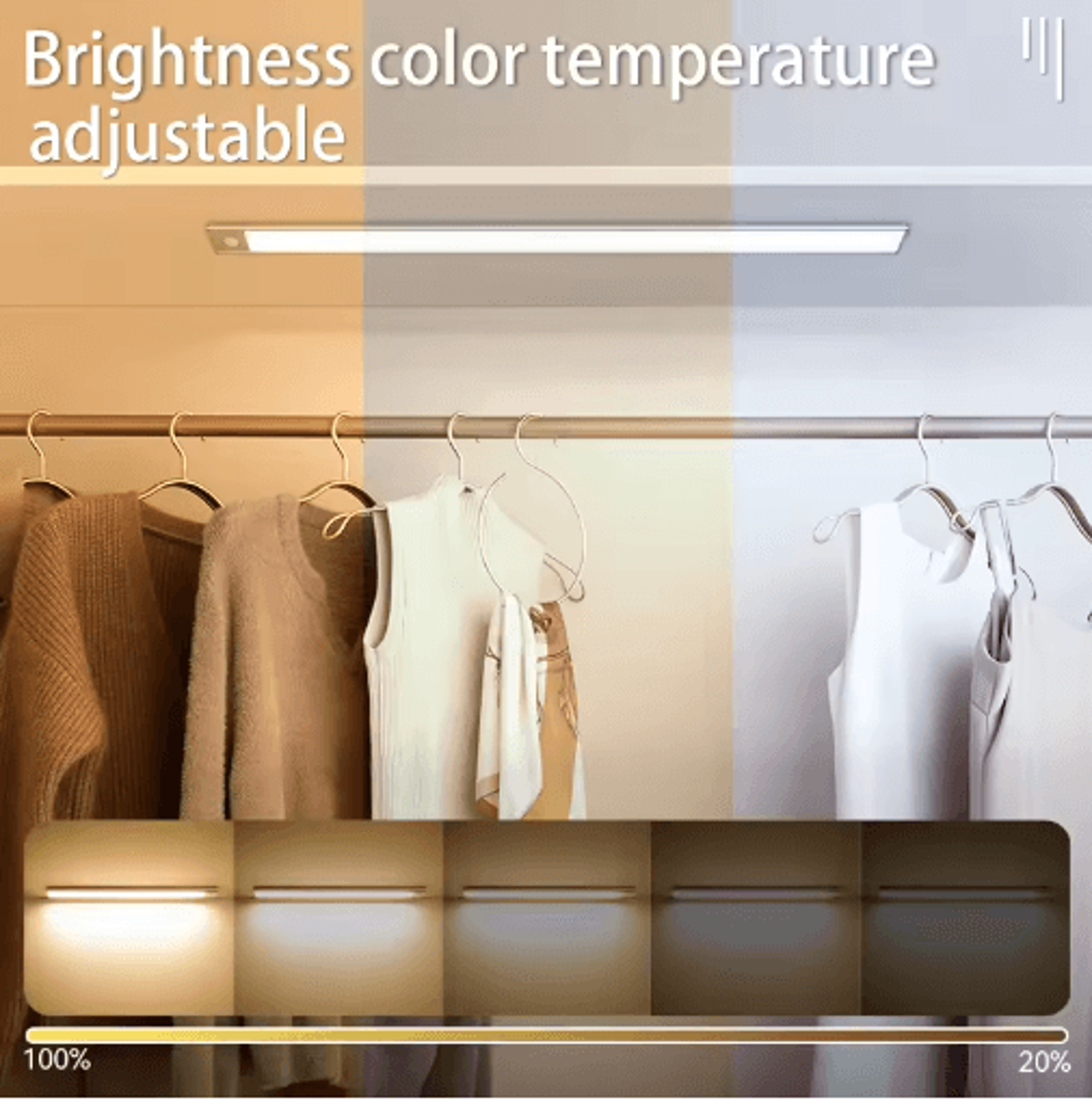 USB Rechargeable Motion Sensor Cabinet Light  Dimmable LED Kitchen  Closet Lamp 5