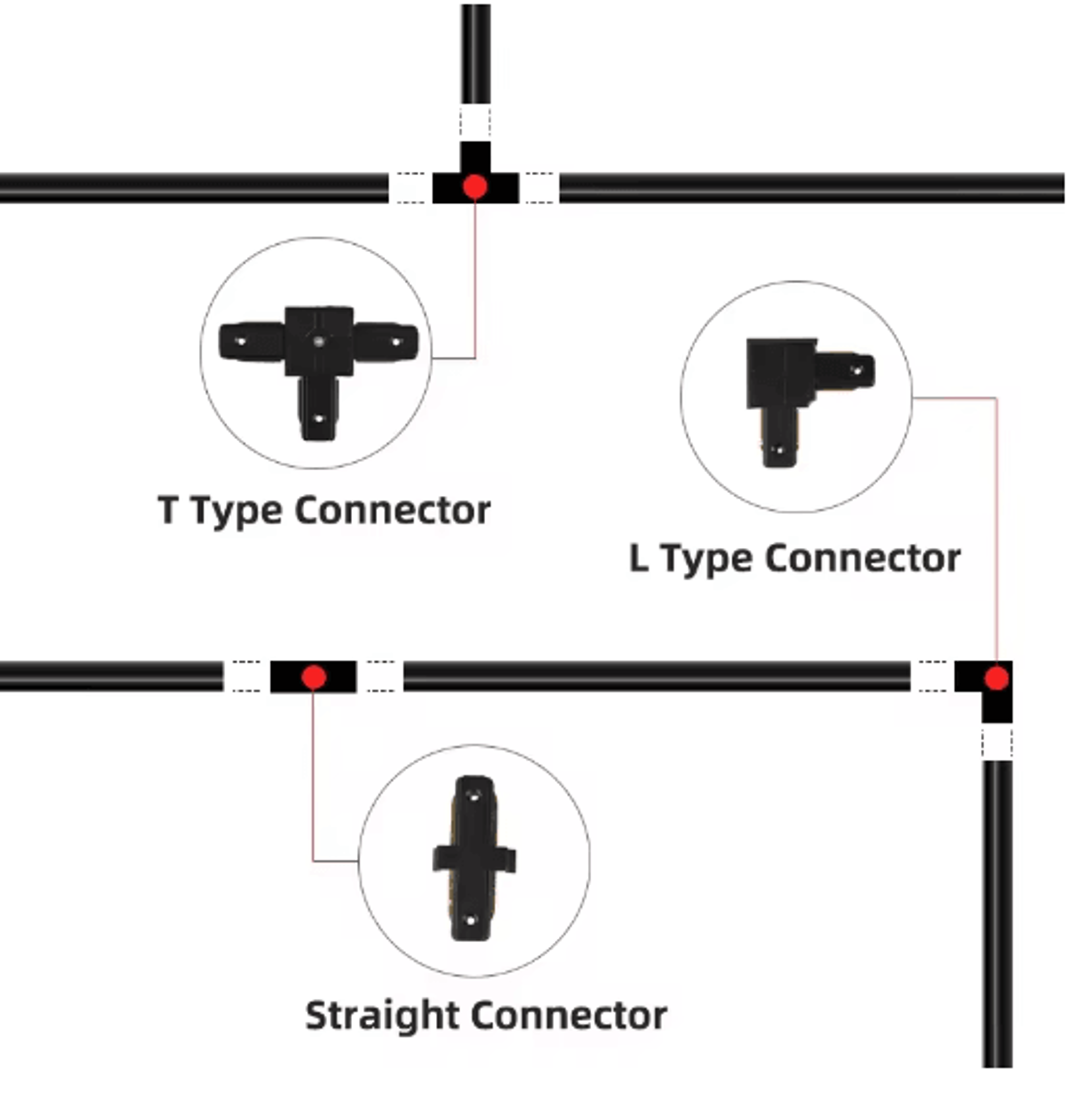05M To 1M LED Track Rail Kit  Straight  LShaped Connectors For Ceiling Spotlights 13