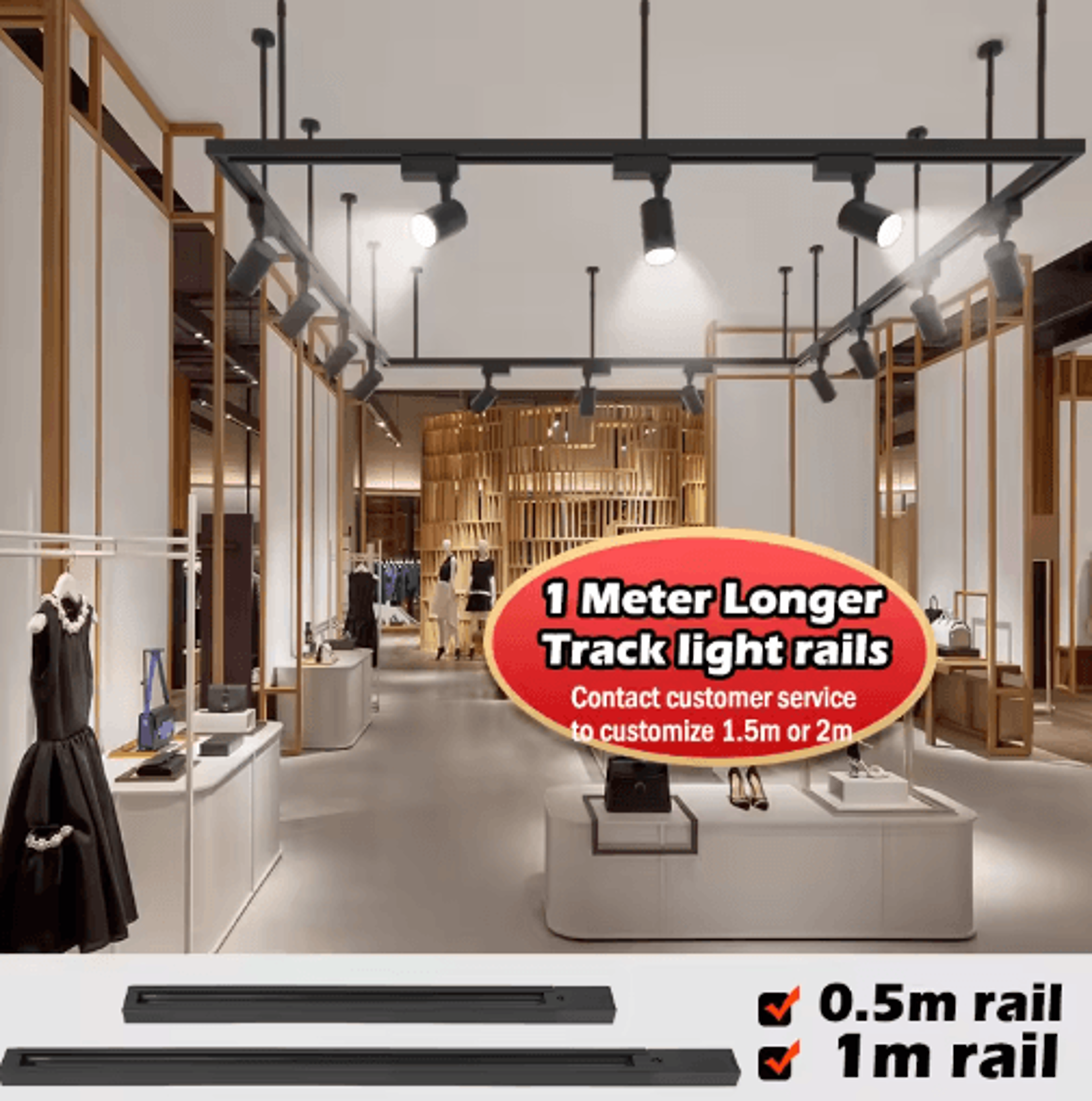 05M1M LED Track Rail Kit  Straight Connectors For Ceiling Spotlight Lighting 14