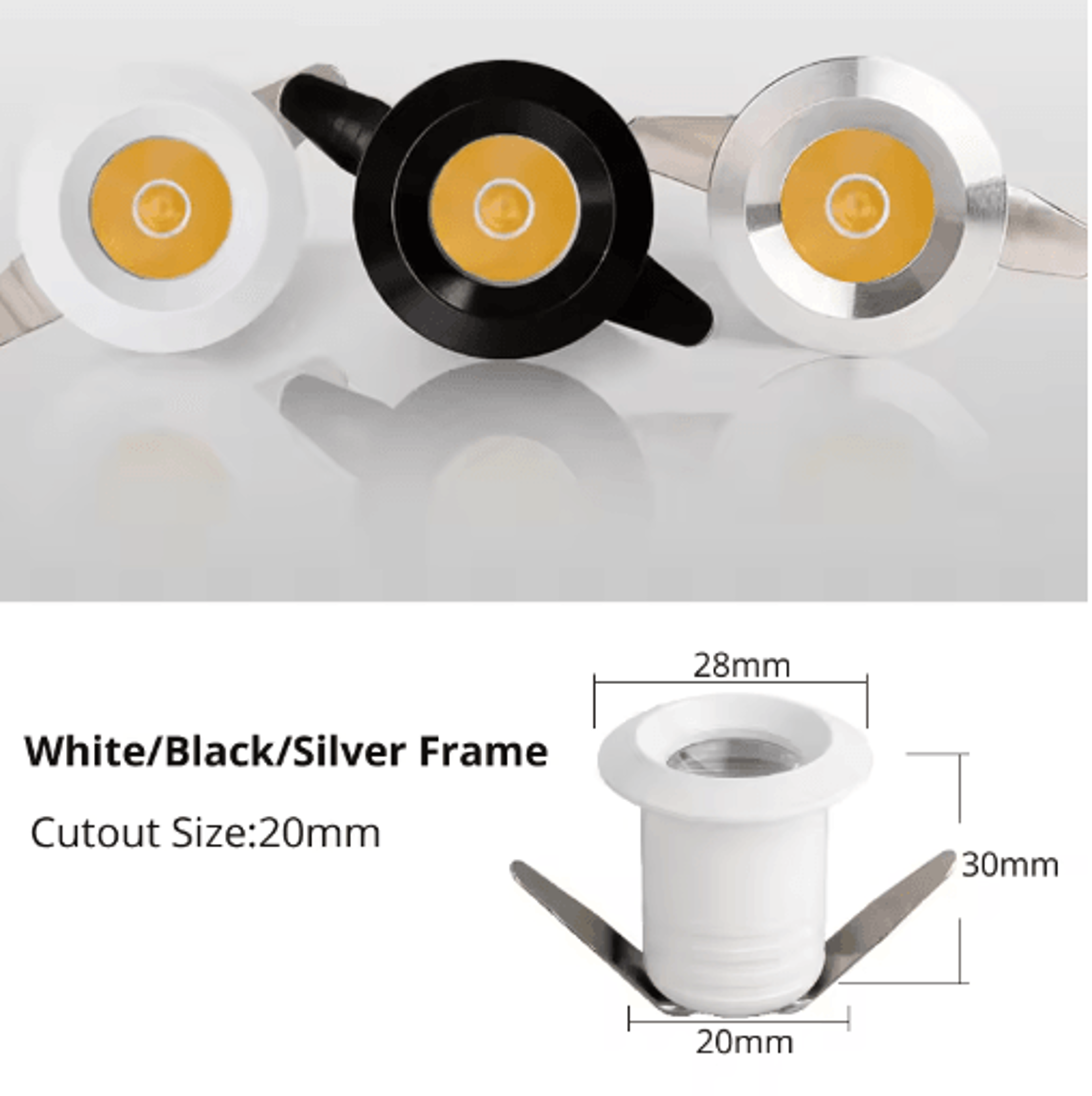 1W Mini Recessed LED Spotlight  20mm Ceiling  Cabinet Display Light 8