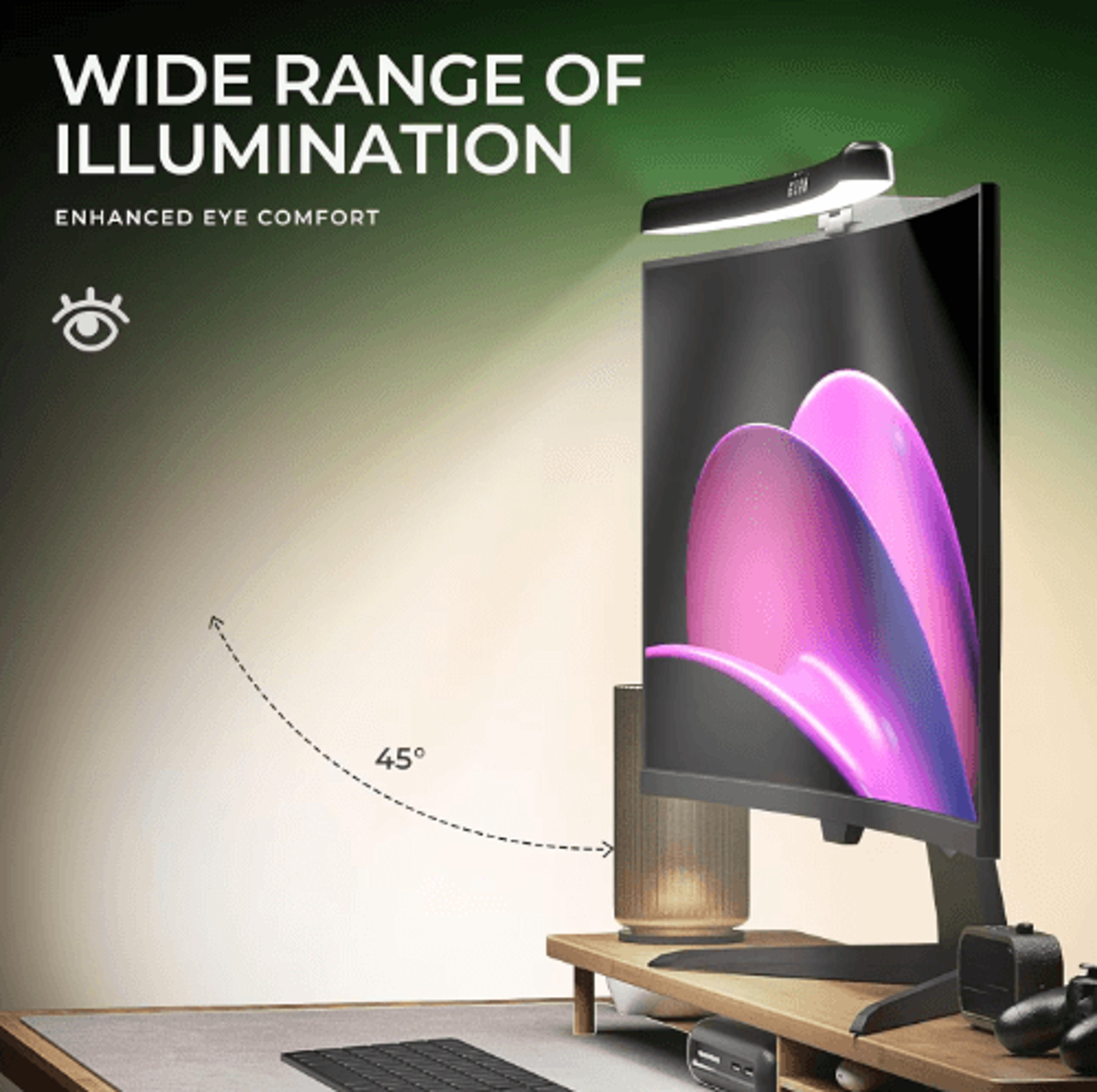 USB Curved Monitor Light Bar  Stepless Dimming AntiGlare Desk Lamp 5