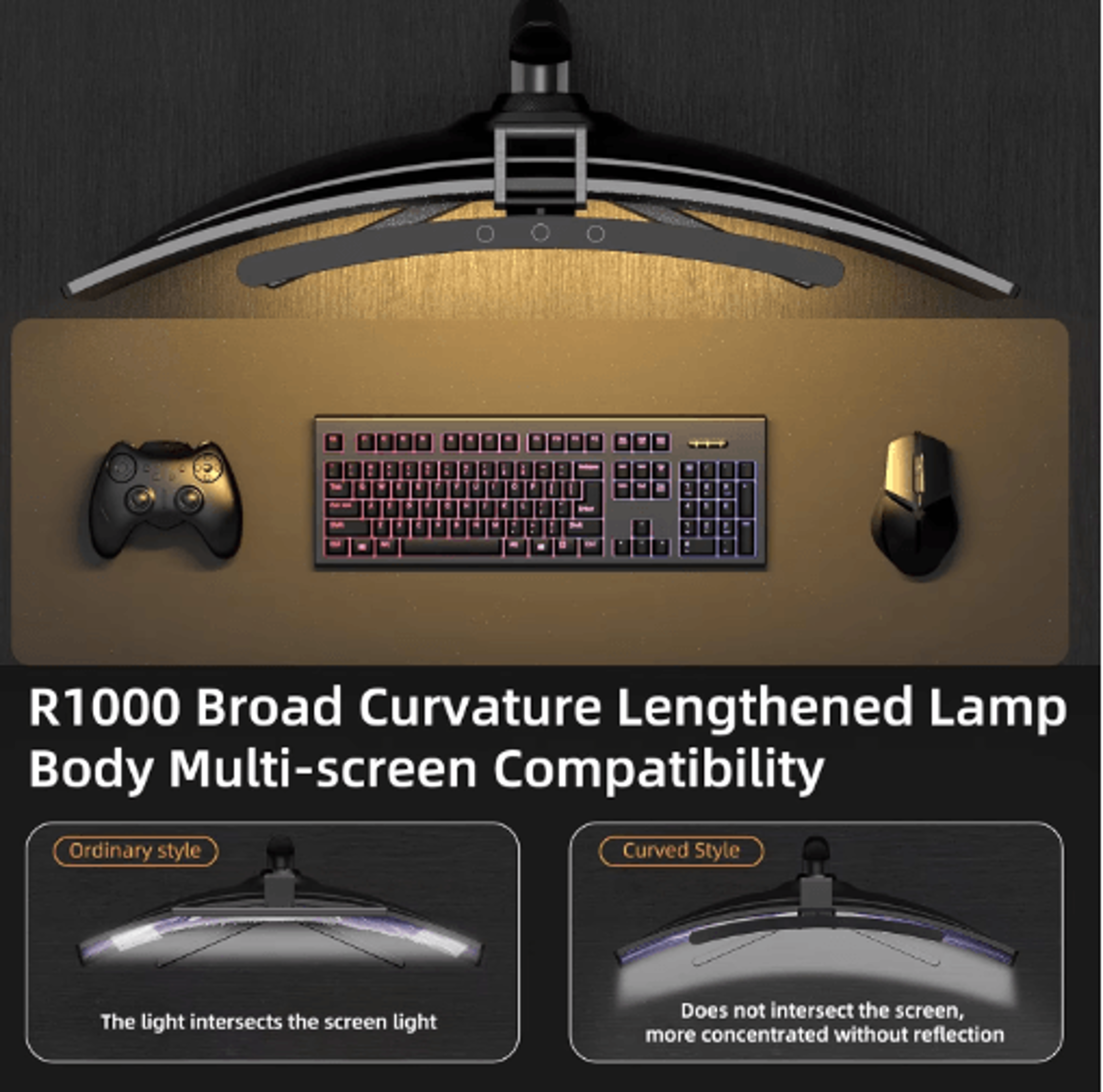 USB Curved Monitor Light Bar  Stepless Dimming AntiGlare Desk Lamp 8