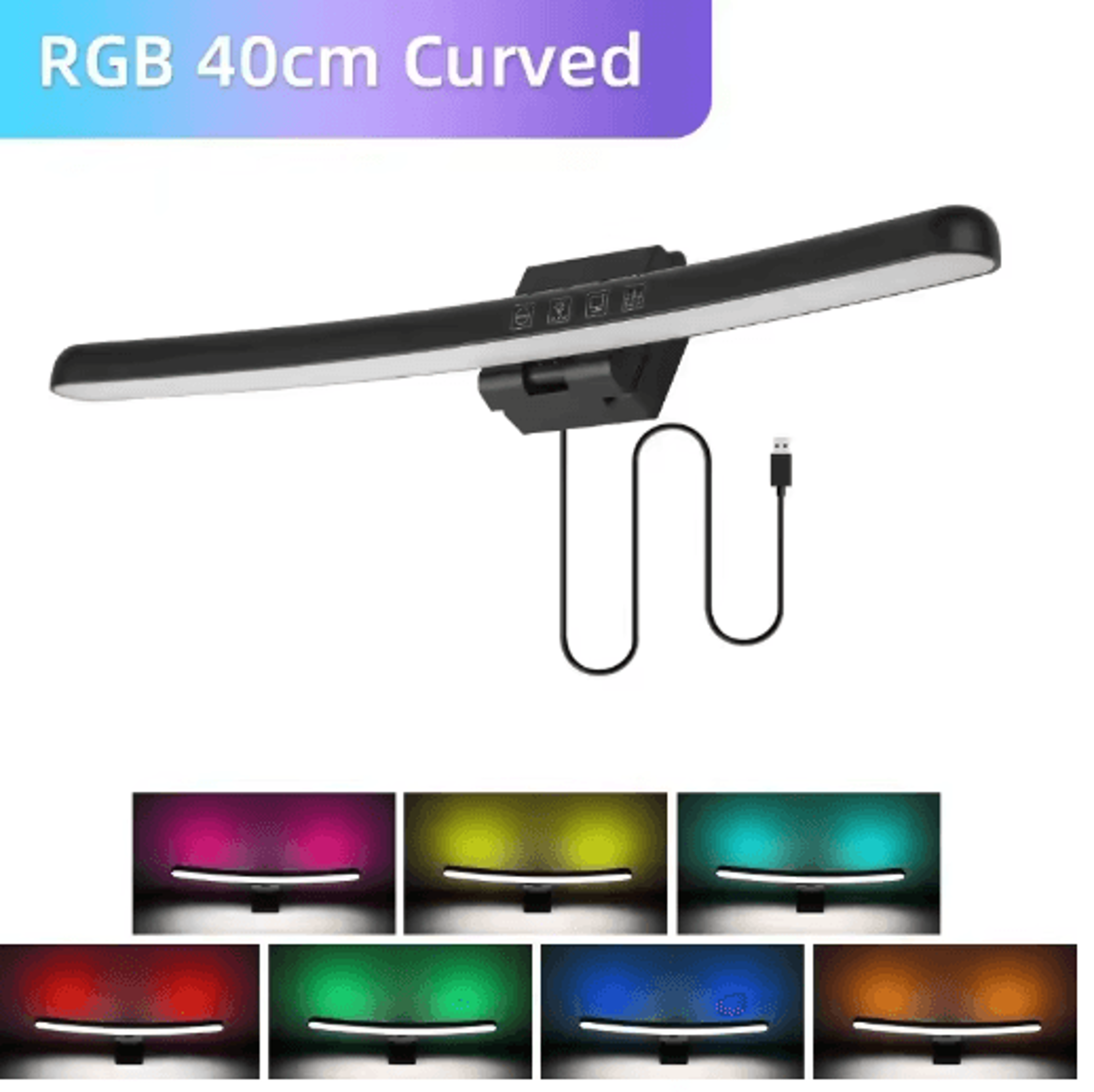 USB Curved Monitor Light Bar  Stepless Dimming AntiGlare Desk Lamp 3