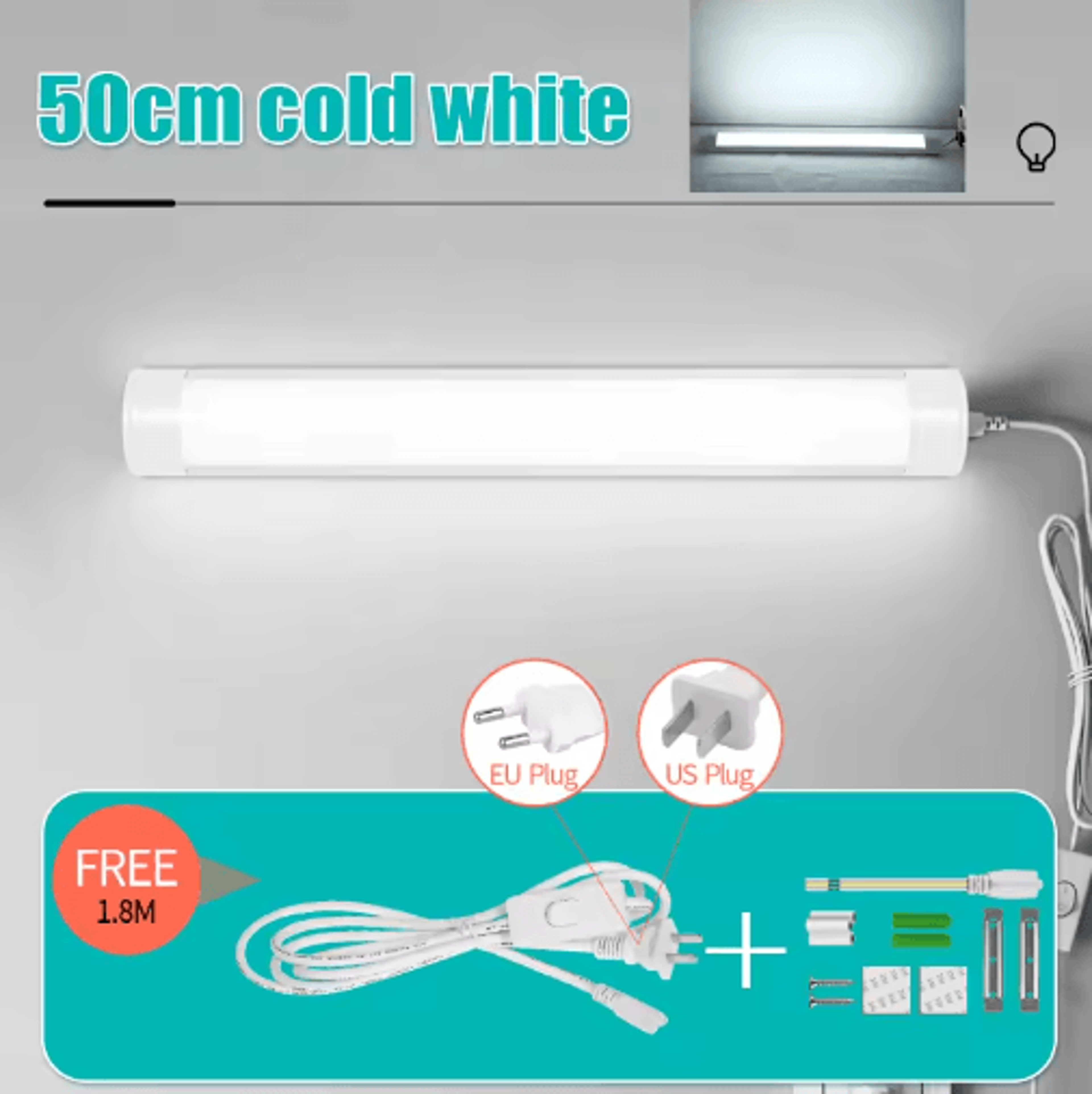 LED PlugIn Tube Light  110V220V Bright Work  Cabinet Lighting 5