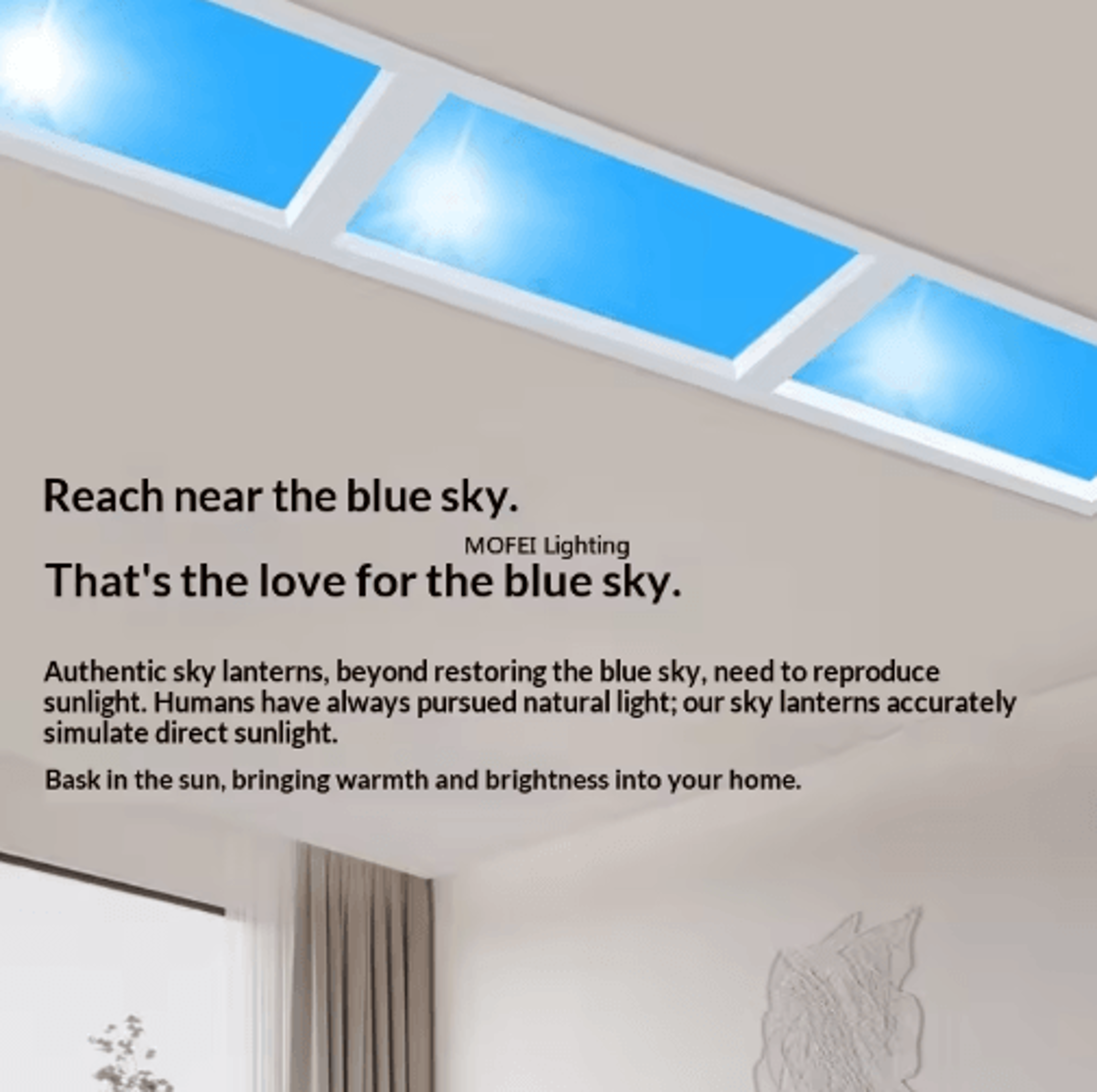 Modern LED Sky Ceiling Light  Blue Cloud Daylight Simulation Fixture 10