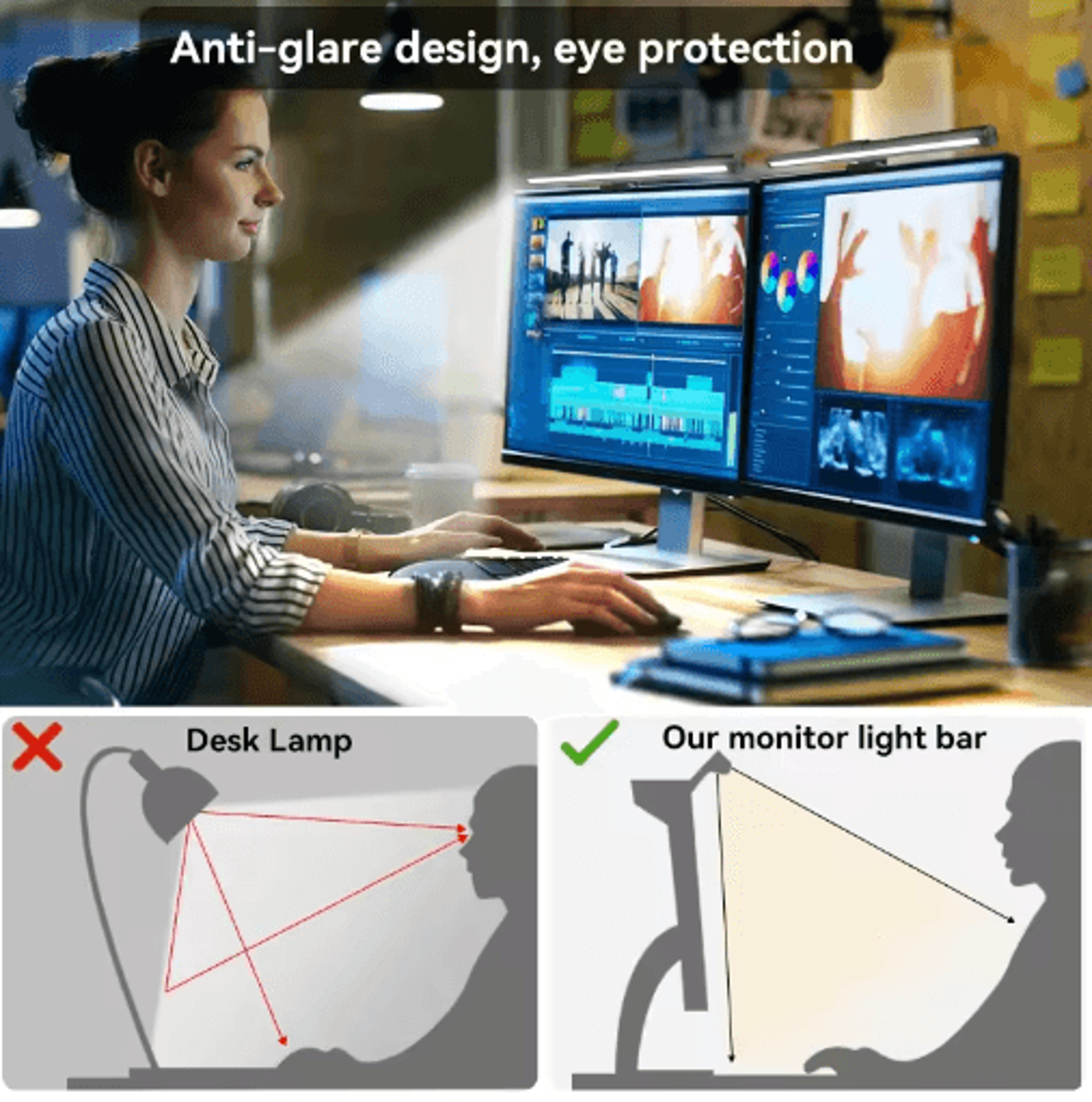 RGB LED Monitor Light Bar  USB Stepless Dimmable Desk Lamp For Curved Screens 7